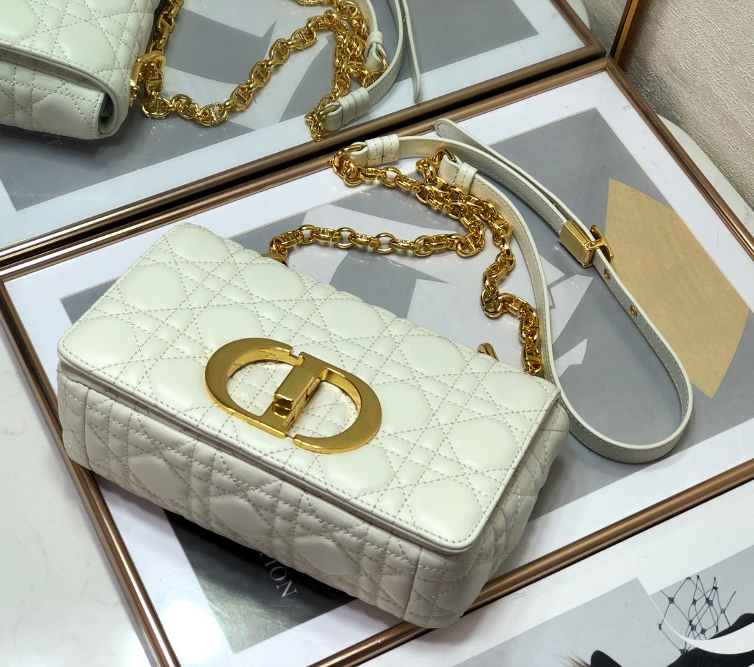 Dior Small Caro Bag, White, For Women Women’s Handbags, Shoulder Bags, Crossbody Bags, 20cm CD M9241UWHC_M35U
