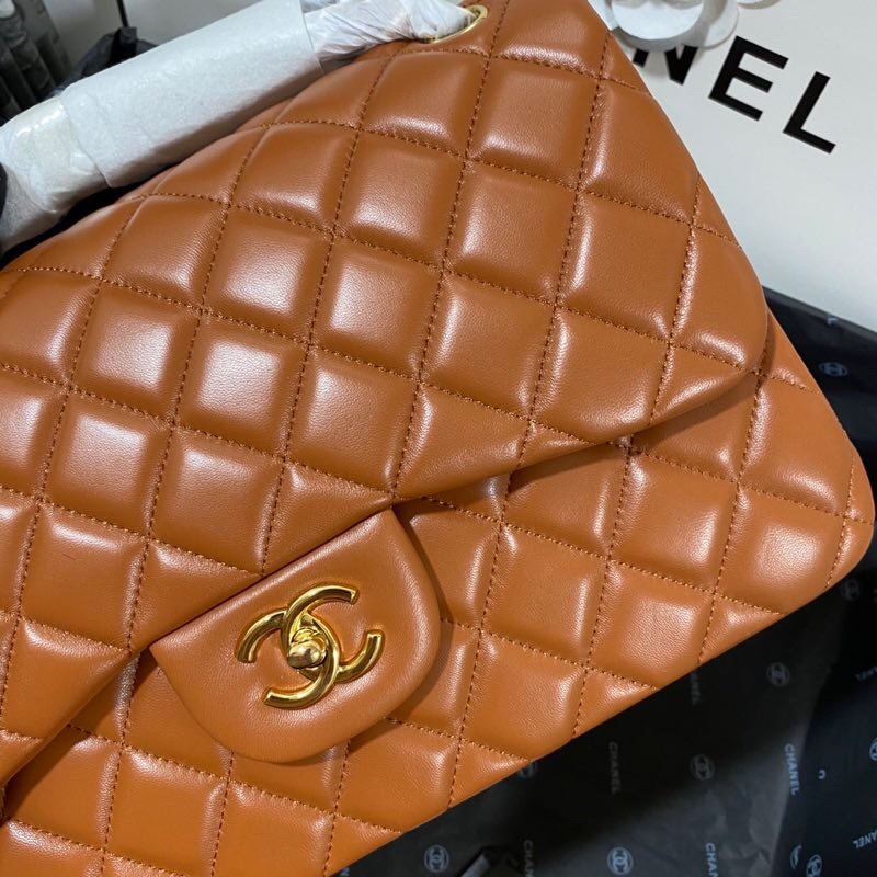 ChanelLarge Classic Handbag Gold Hardware Brown For Women Handbags, Shoulder Bags 11.8in/30cm