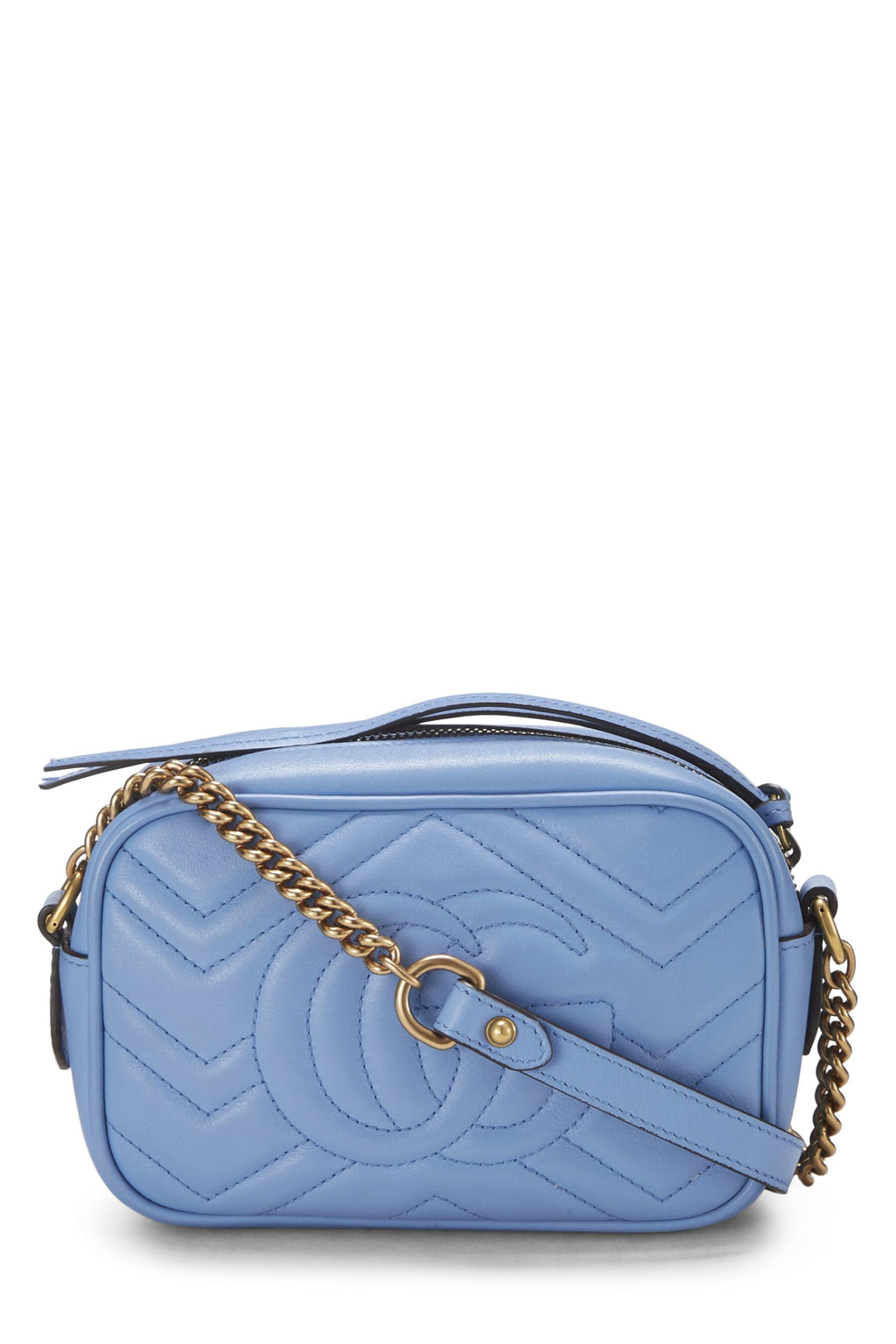 Gucci,  Blue Leather Gucci Marmont Crossbody Mini, Blue