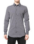 Dolce & Gabbana Black White Striped GOLD Formal Dress Shirt