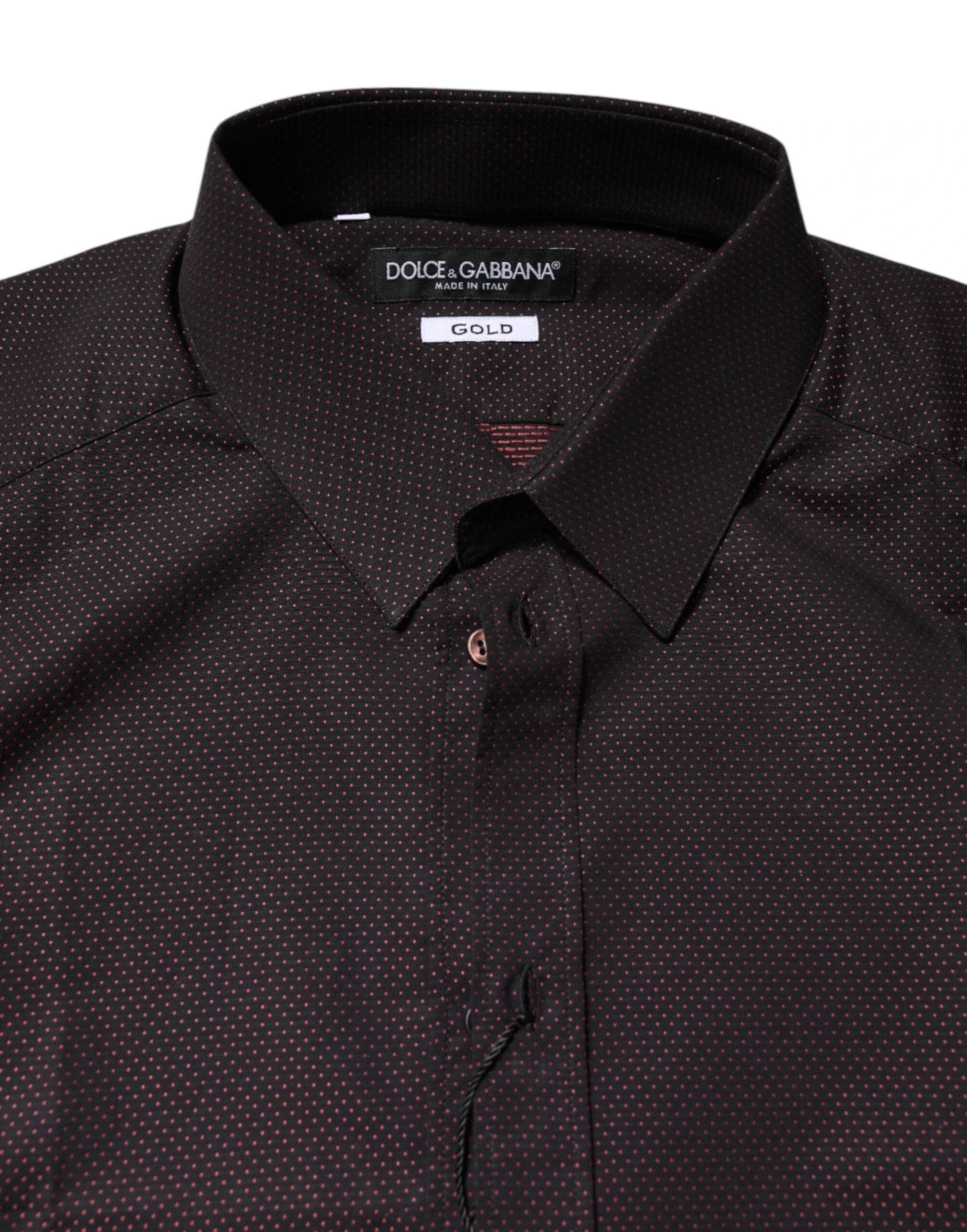 Dolce & Gabbana Maroon Jacquard Cotton GOLD Men Dress Shirt