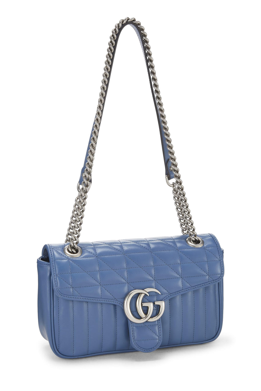 Gucci,  Blue Leather Marmont MatelassÃƒÆ’Ã‚Â© Shoulder Bag, Blue