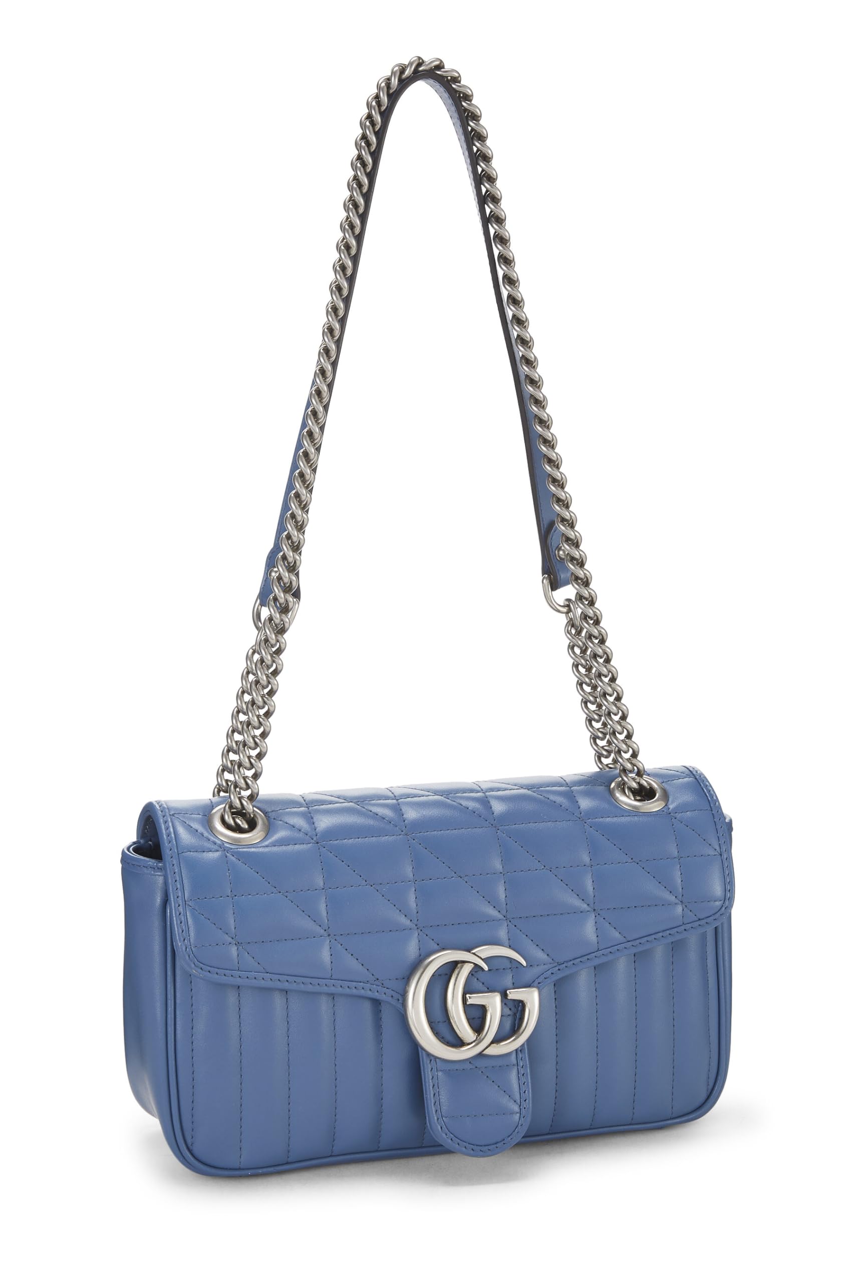Gucci,  Blue Leather Marmont MatelassÃƒÆ’Ã‚Â© Shoulder Bag, Blue