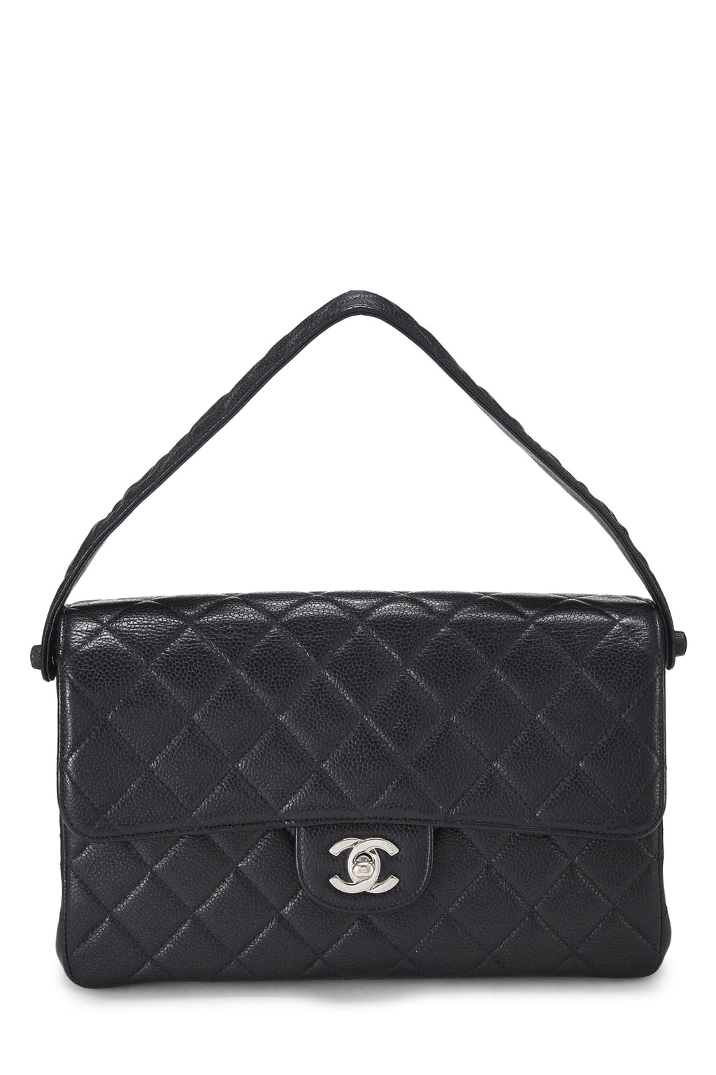 Chanel,  Black Quilted Caviar Double Sided Classic Flap Medium, Black