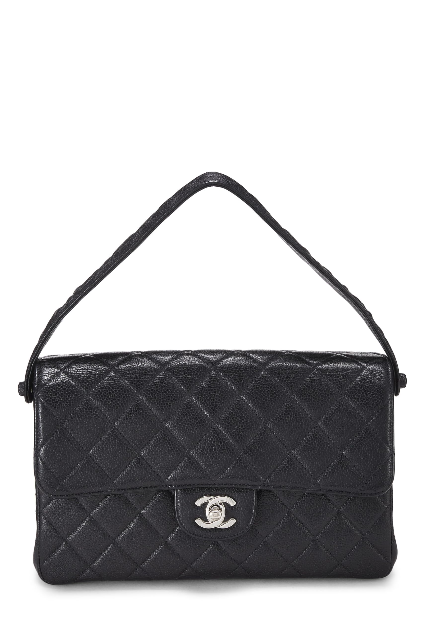 Chanel,  Black Quilted Caviar Double Sided Classic Flap Medium, Black