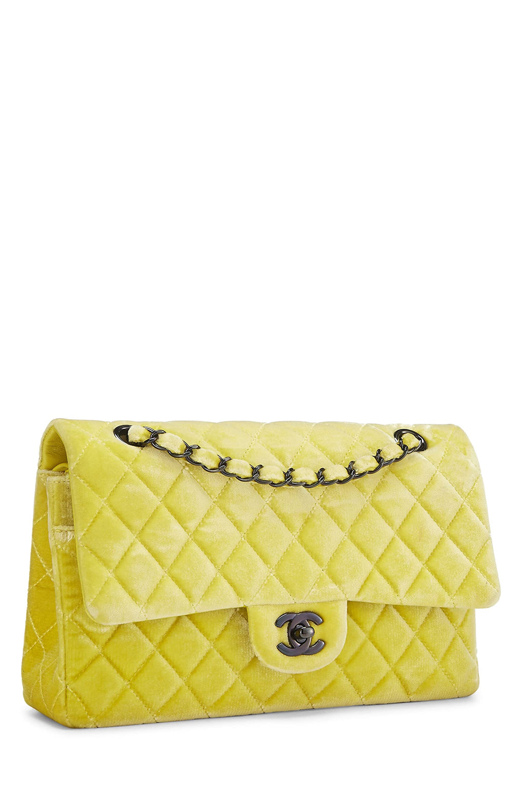 Chanel,  Yellow Quilted VeLouis Vuittonet Classic Double Flap Medium, Yellow