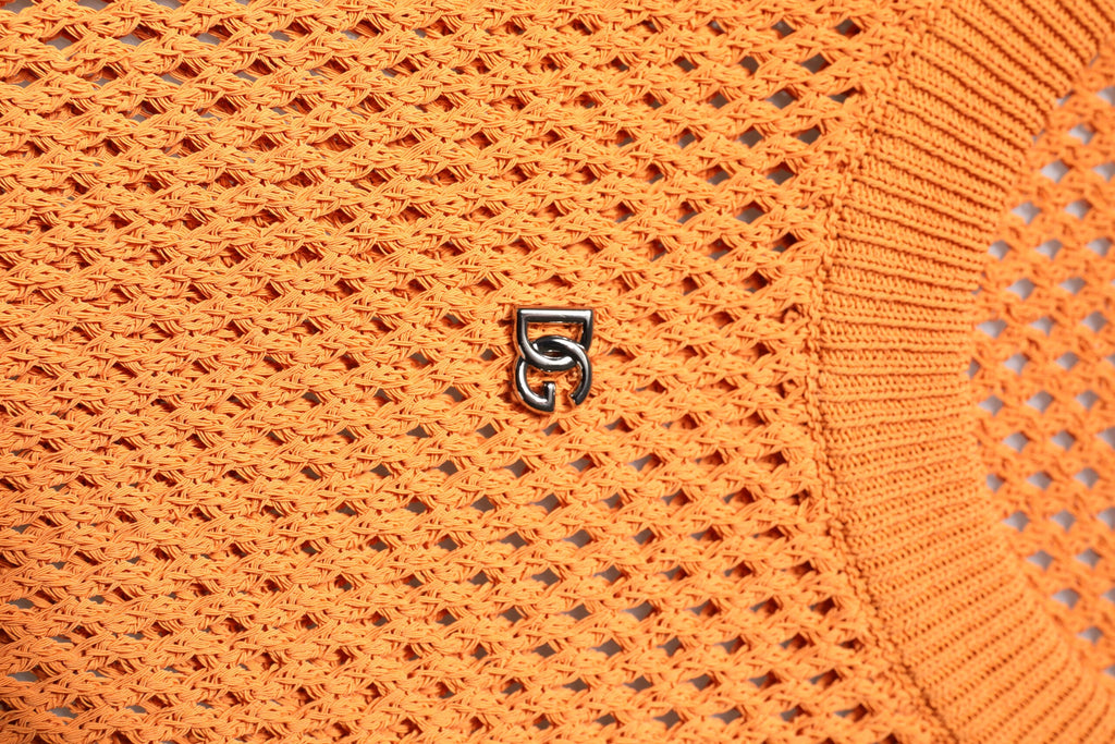Dolce & Gabbana Orange Cashmere Round Neck Sleeveless T-shirt