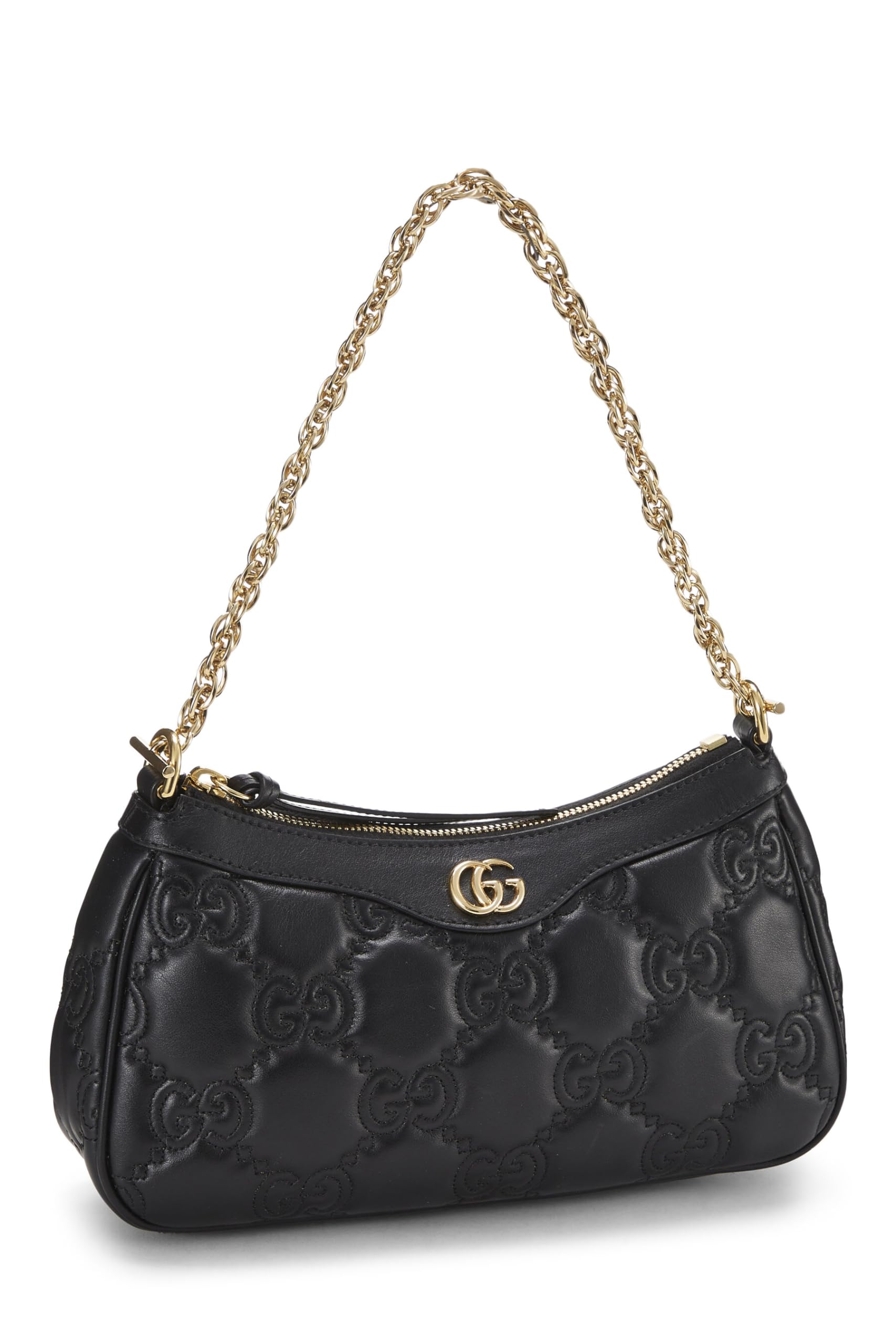 Gucci,  Black Leather 'GG' Marmont MatelassÃƒÆ’Ã‚Â© Shoulder Bag, Black