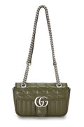 Gucci,  Green Leather Gucci Marmont Crossbody Bag, Green