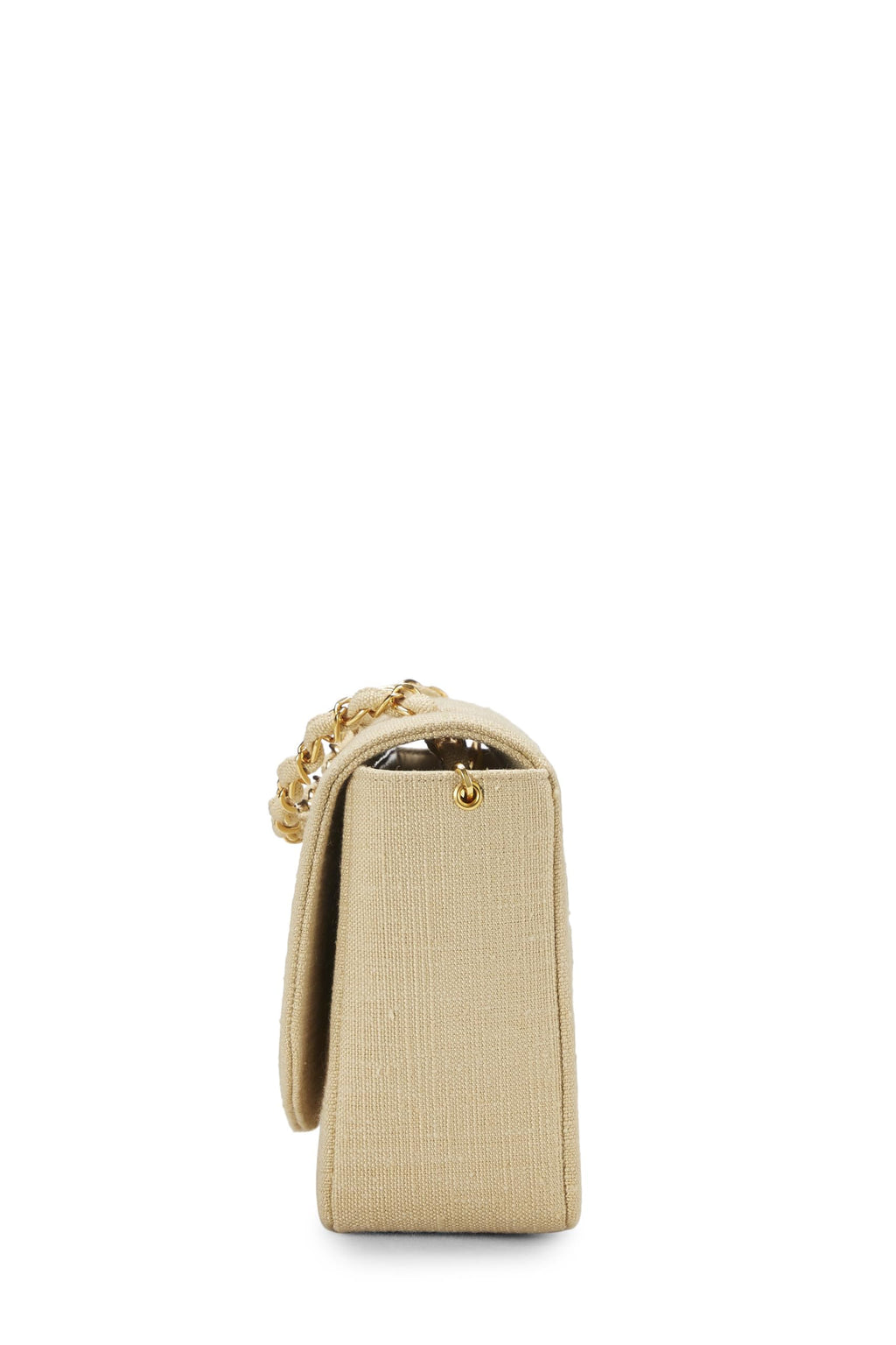 Chanel,  Beige Quilted Linen Classic Flap Medium, Beige