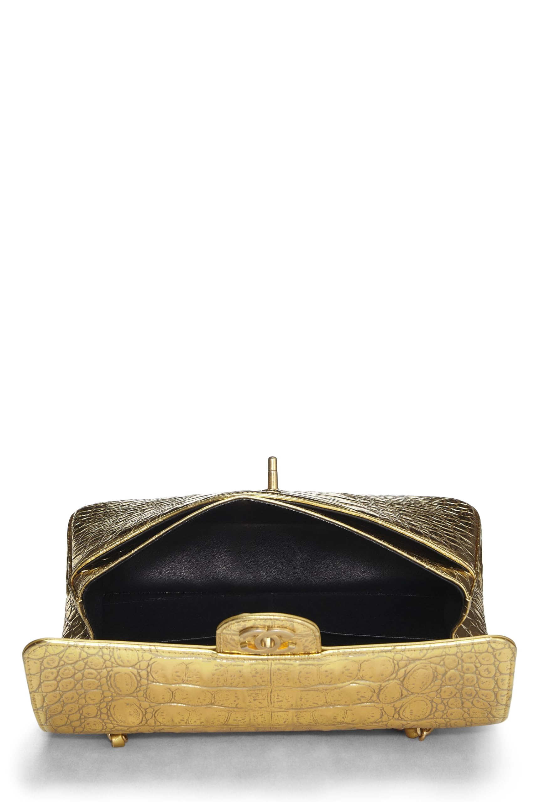 Chanel,  Gold Embossed Classic Double Flap Small, Gold