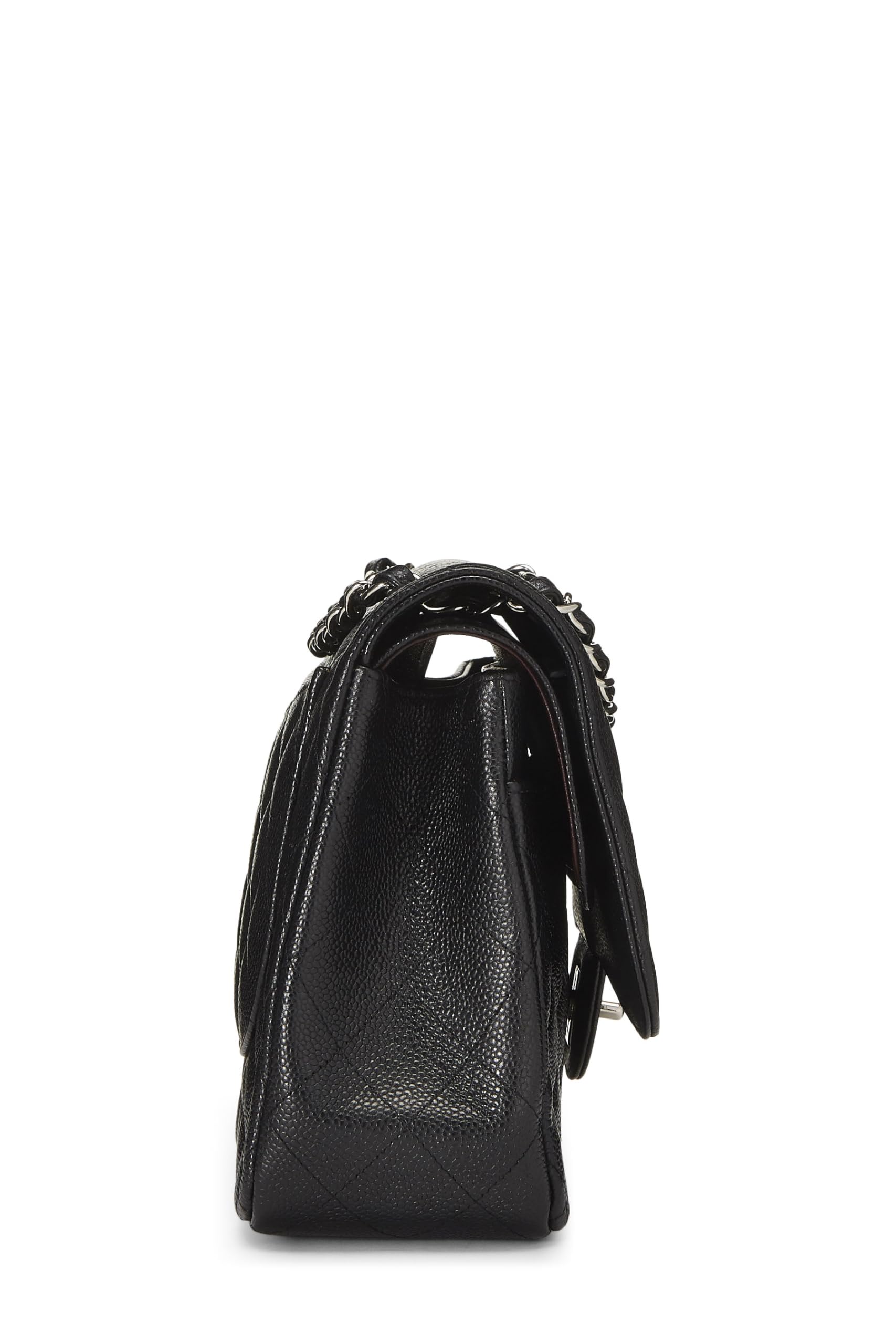 Chanel,  Black Quilted Caviar Leather New Classic Jumbo, Black