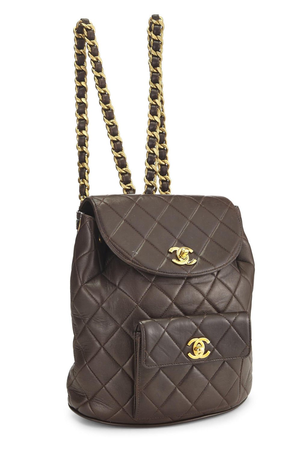 Chanel,  Brown Quilted Lambskin 'CC' Classic Backpack Small, Brown