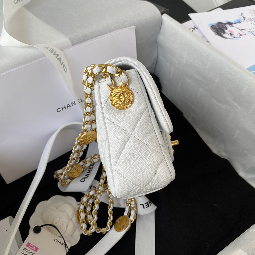 ChanelMini Flap Bag With Top Handle Gold Hardware White For Women, Women’s Handbags, Shoulder Bags 7.9in/20cm AS2431 