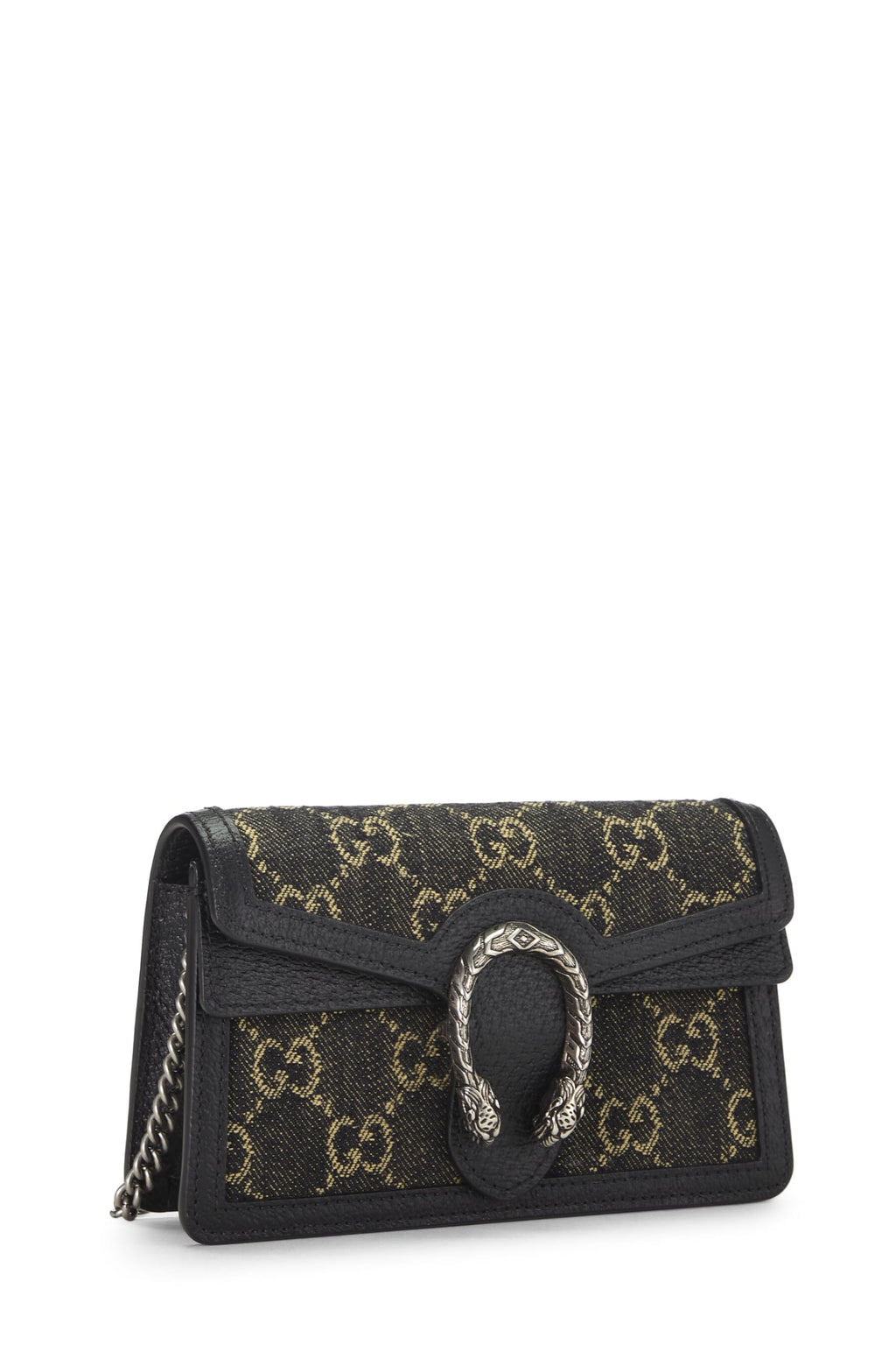 Gucci,  Black Denim Dionysus Shoulder Bag Super Mini, Black