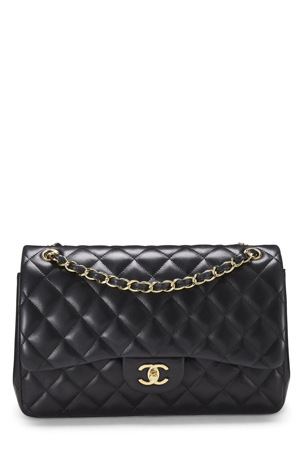 Chanel,  Black Quilted Lambskin New Classic Double Flap Jumbo, Black