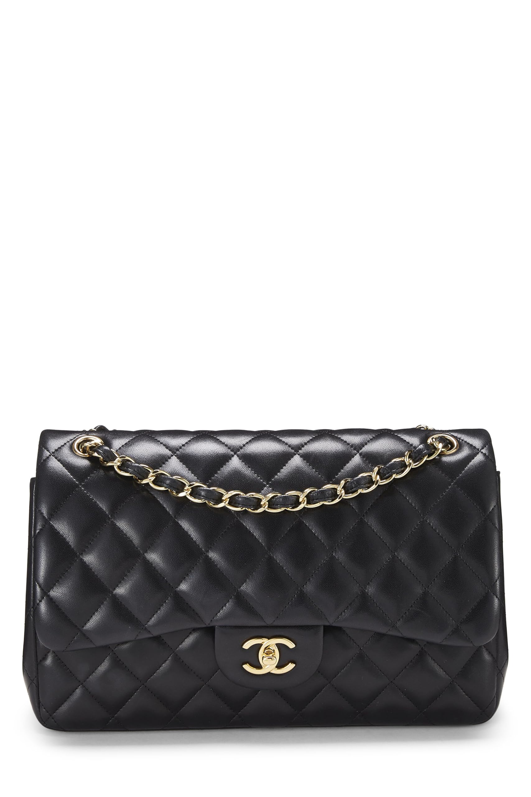 Chanel,  Black Quilted Lambskin New Classic Double Flap Jumbo, Black