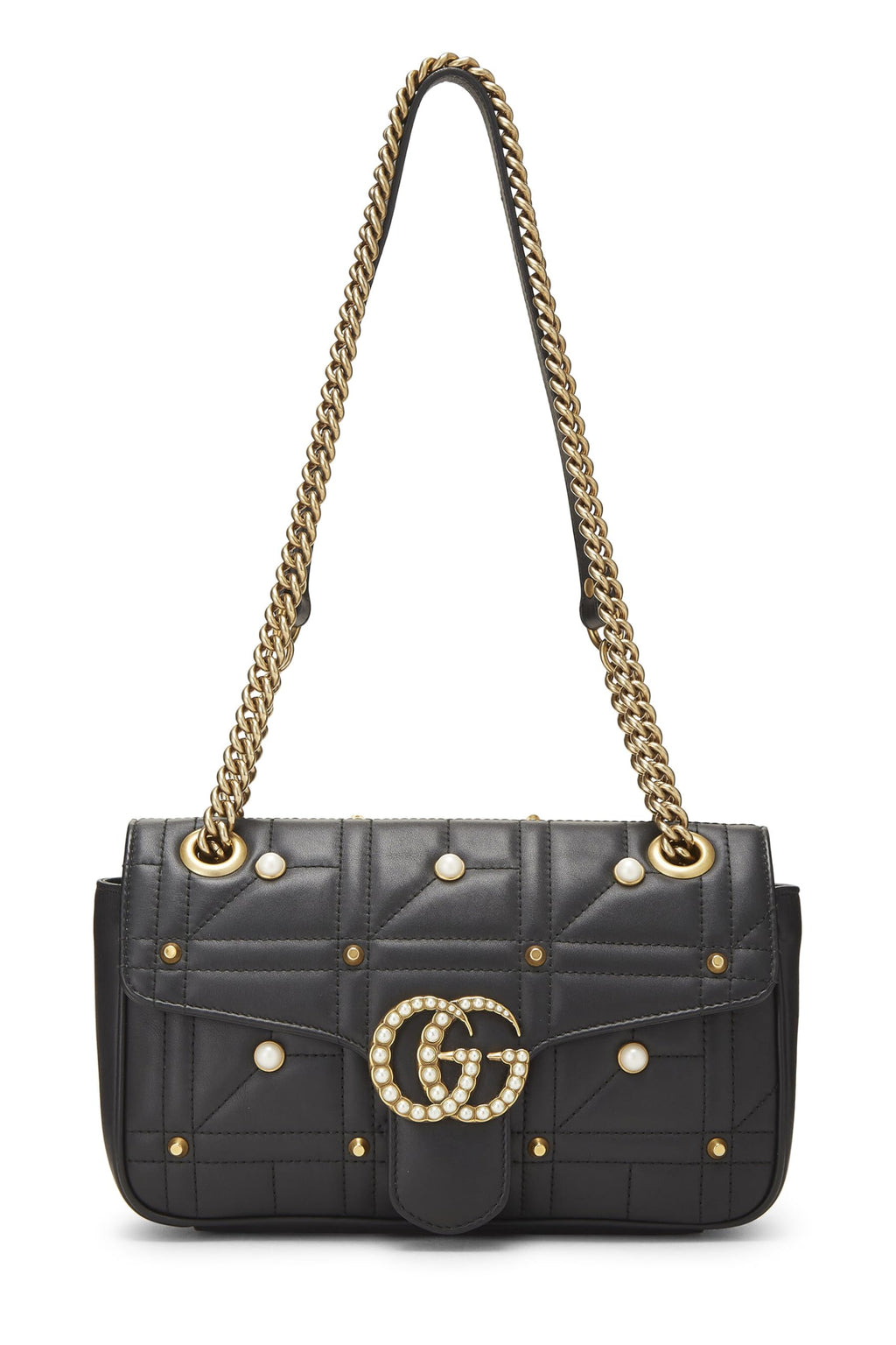 Gucci,  Black Faux Pearl MatelassÃƒÆ’Ã‚Â© Leather Marmont Shoulder Bag Small, Black