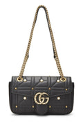 Gucci,  Black Faux Pearl MatelassÃƒÆ’Ã‚Â© Leather Marmont Shoulder Bag Small, Black