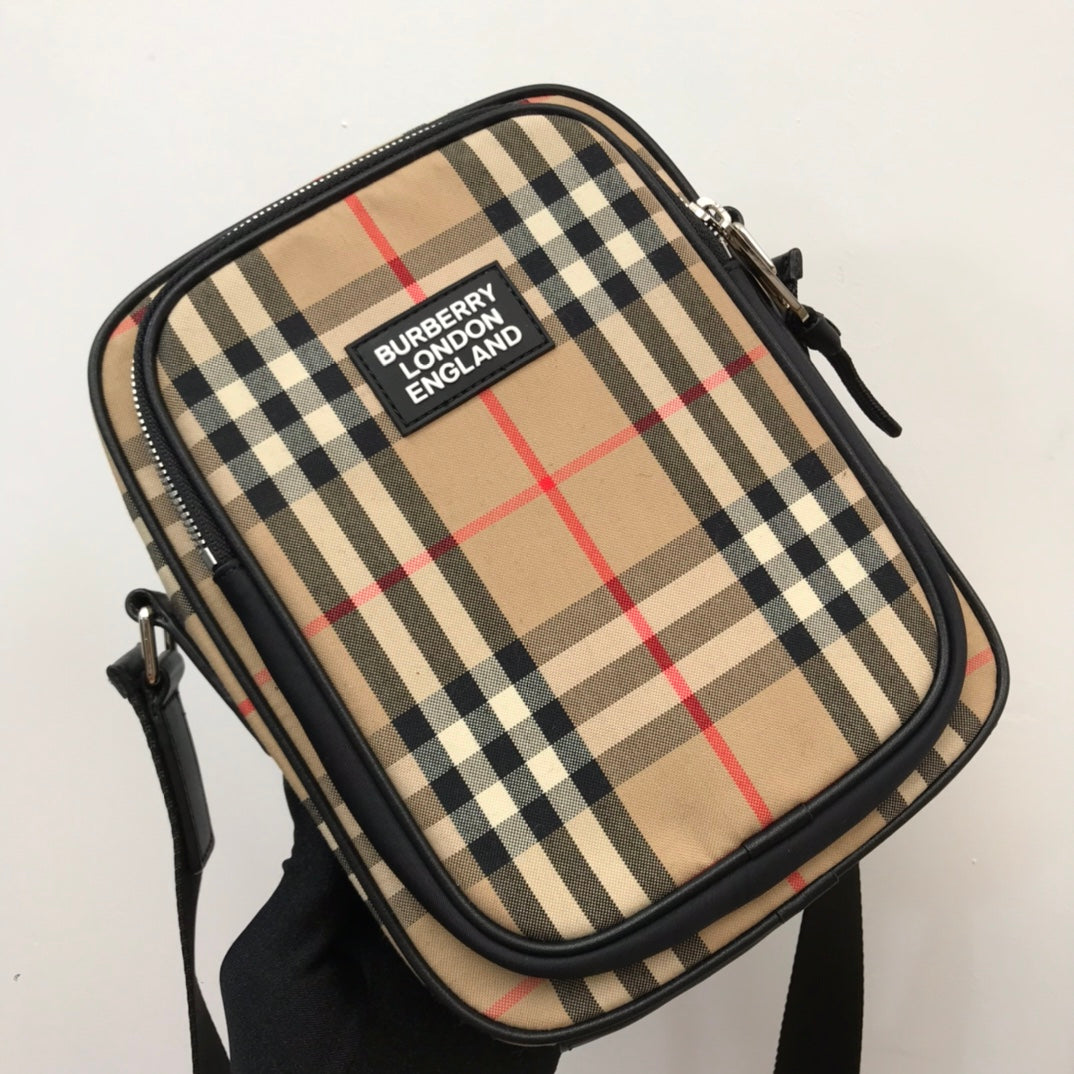 Vintage Check And Crossbody Bag For Men, Bags 8.7in/22cm