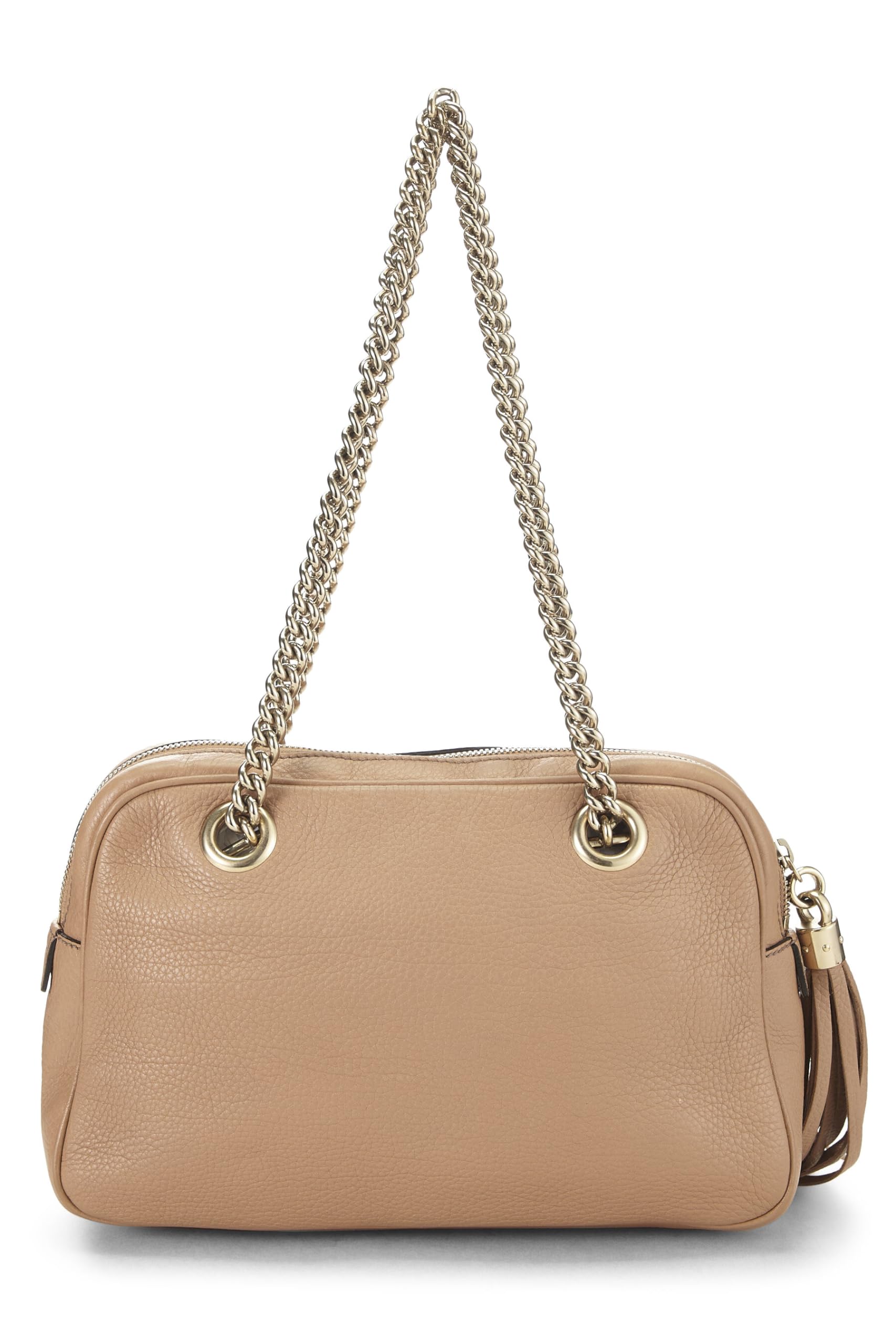 Gucci,  Beige Grained Leather Soho Chain Shoulder Bag, Beige