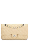 Chanel,  Beige Quilted Caviar Classic Double Flap Medium, Beige