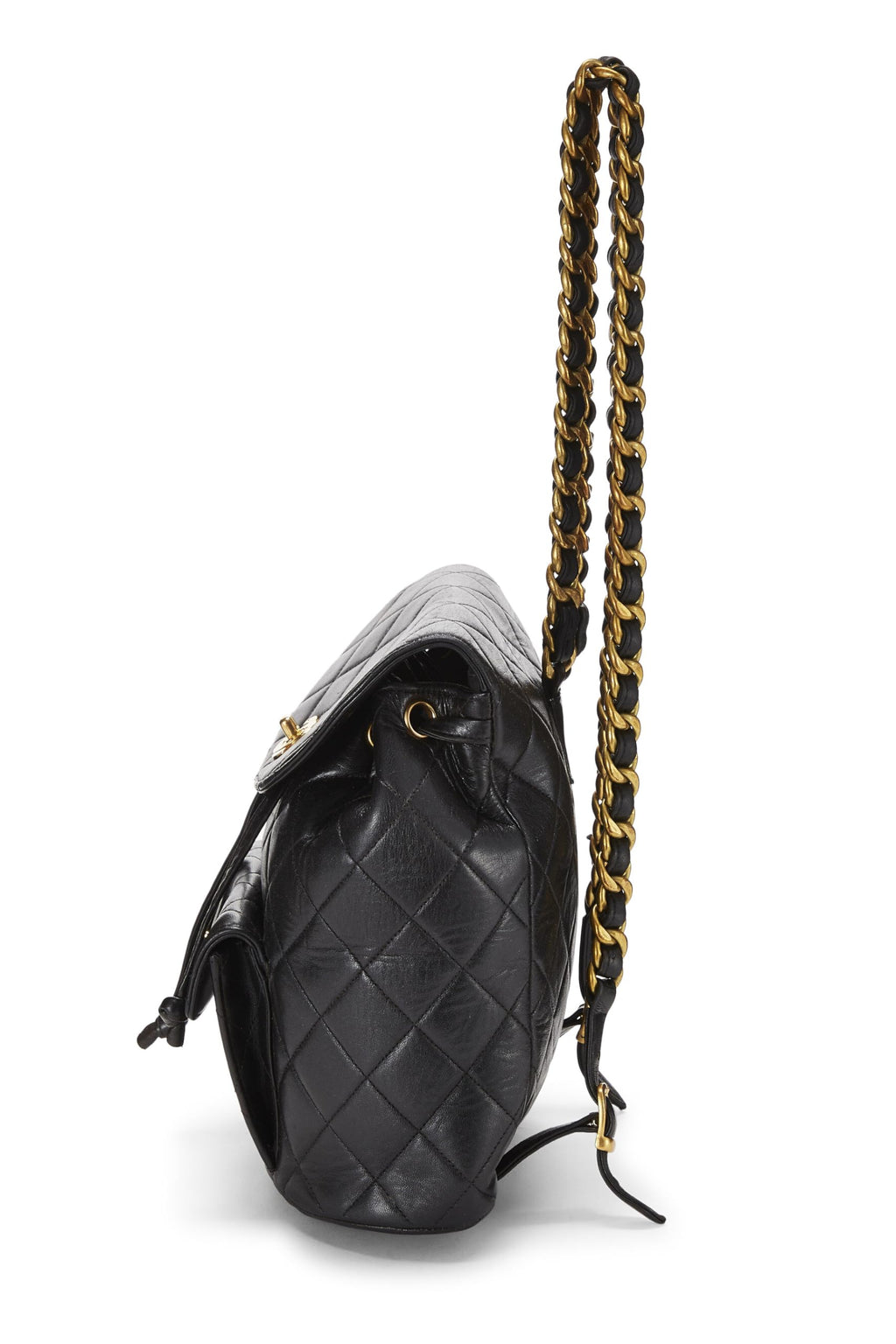 Chanel,  Black Quilted Lambskin 'CC' Classic Backpack Medium, Black