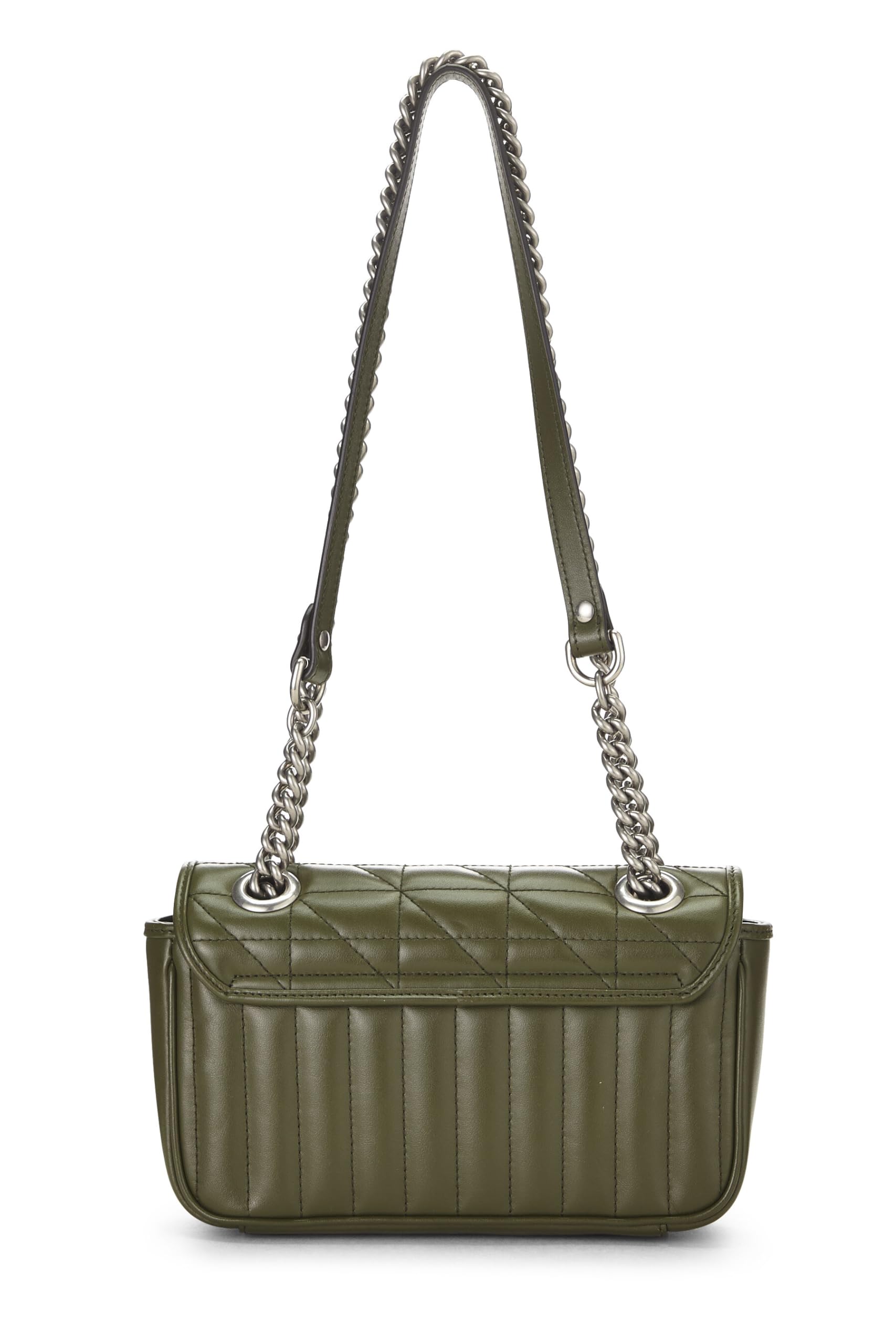 Gucci,  Green Leather Gucci Marmont Crossbody Bag, Green