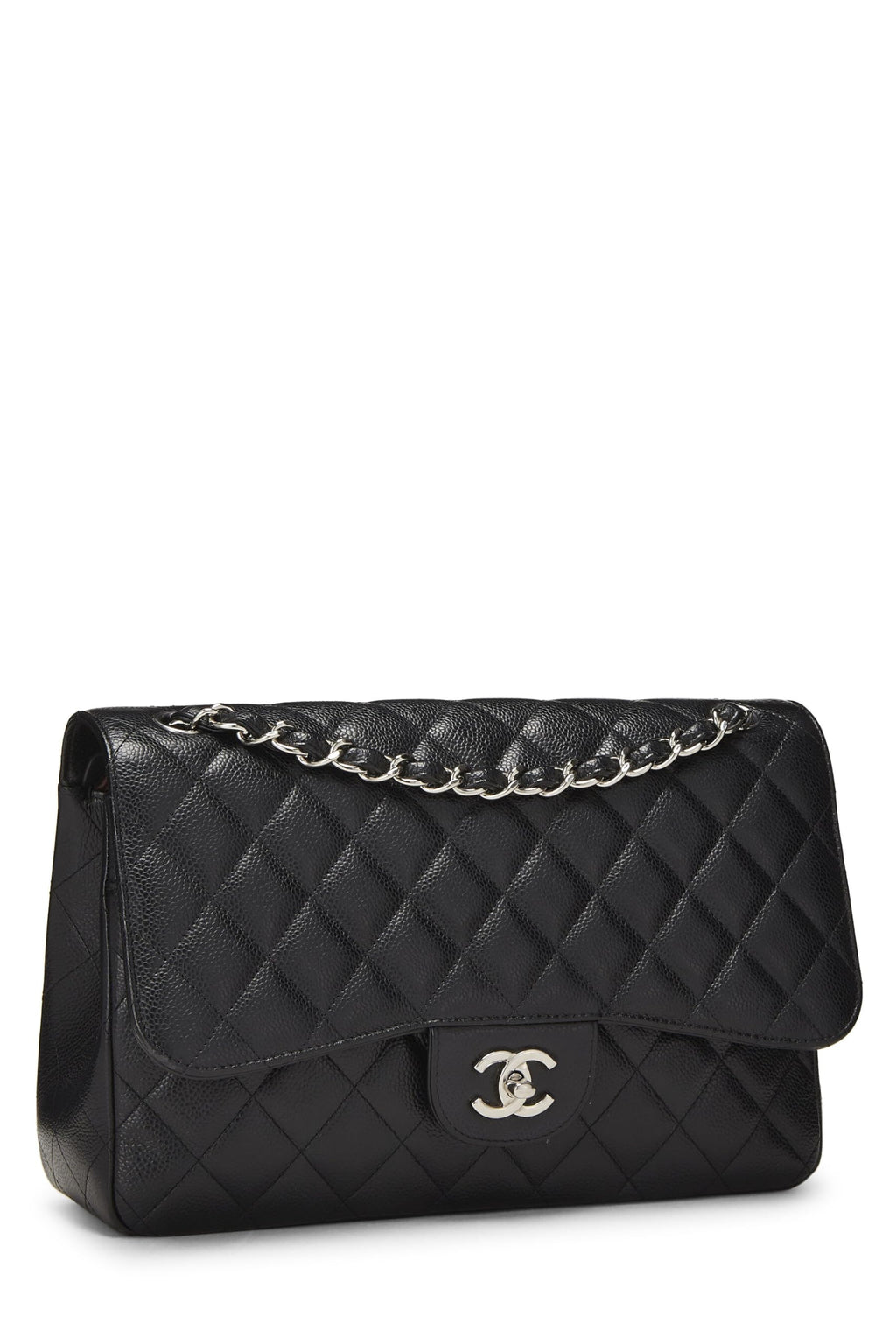 Chanel,  Black Quilted Caviar New Classic Flap Jumbo, Black