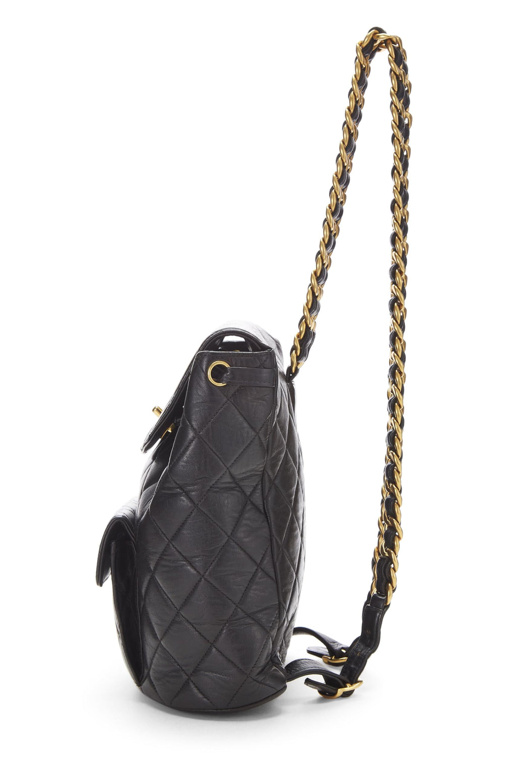 Chanel,  Black Quilted Lambskin 'CC' Classic Backpack Medium, Black