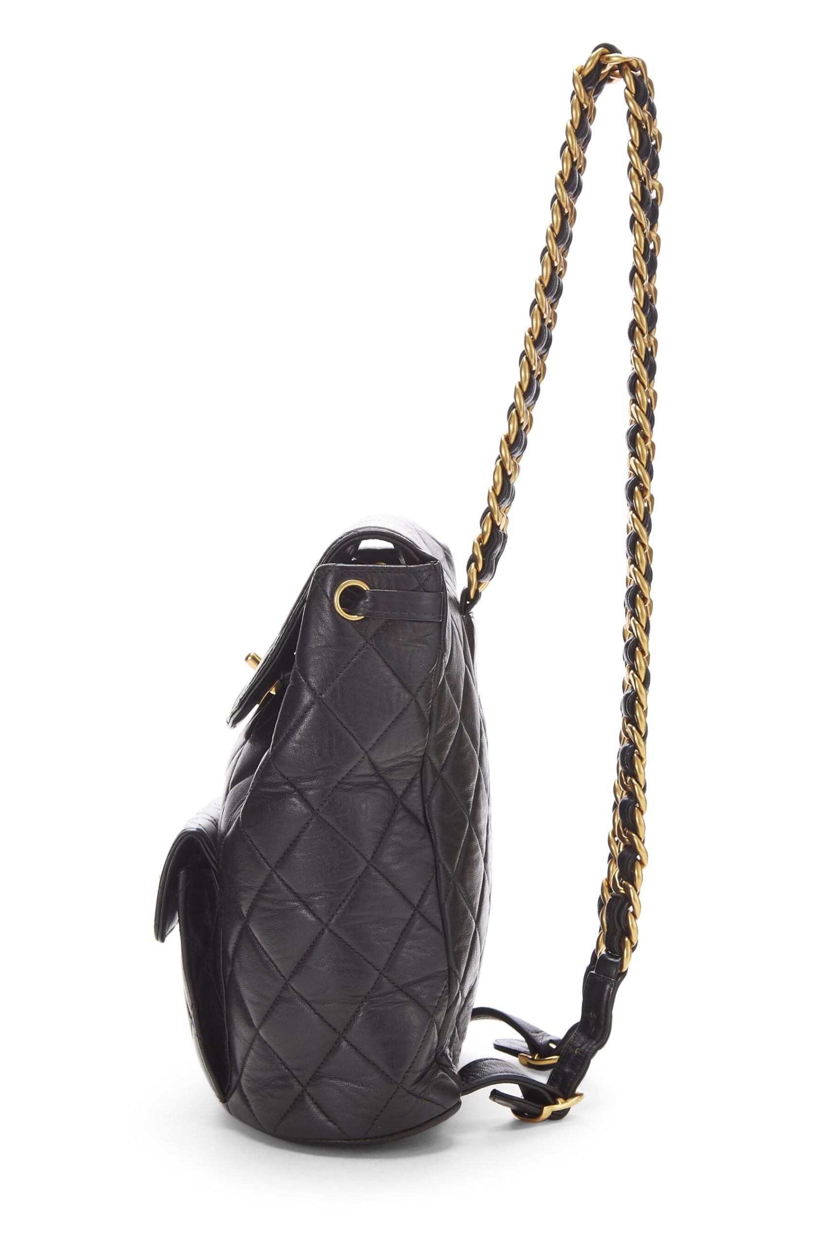 Chanel,  Black Quilted Lambskin 'CC' Classic Backpack Medium, Black