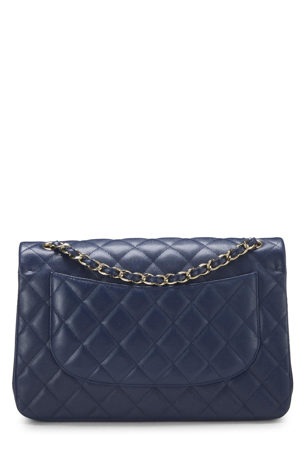 Chanel,  Navy Quilted Caviar New Classic Double Flap Jumbo, Navy