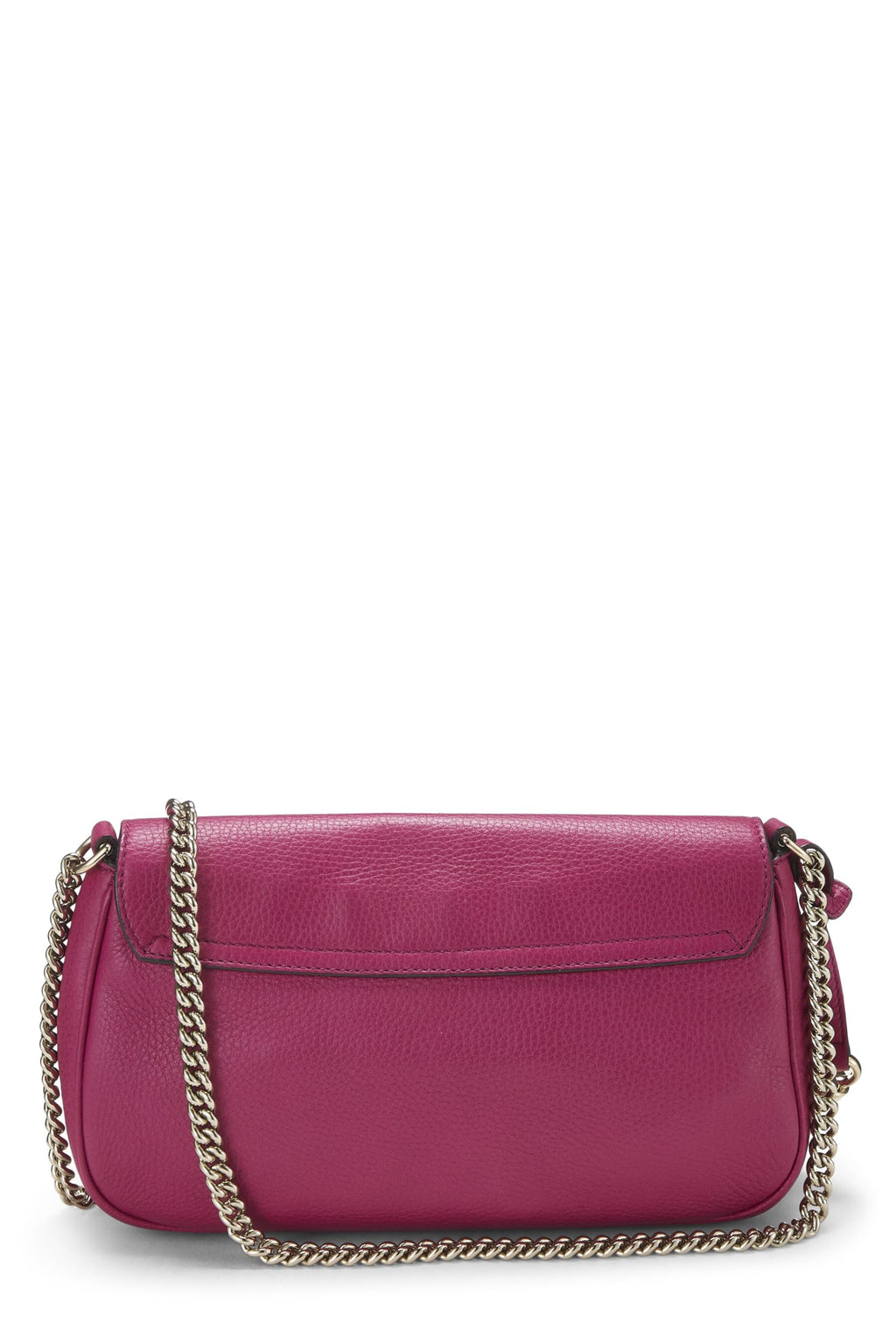 Gucci,  Pink Grained Leather Soho Chain Flap Crossbody, Pink