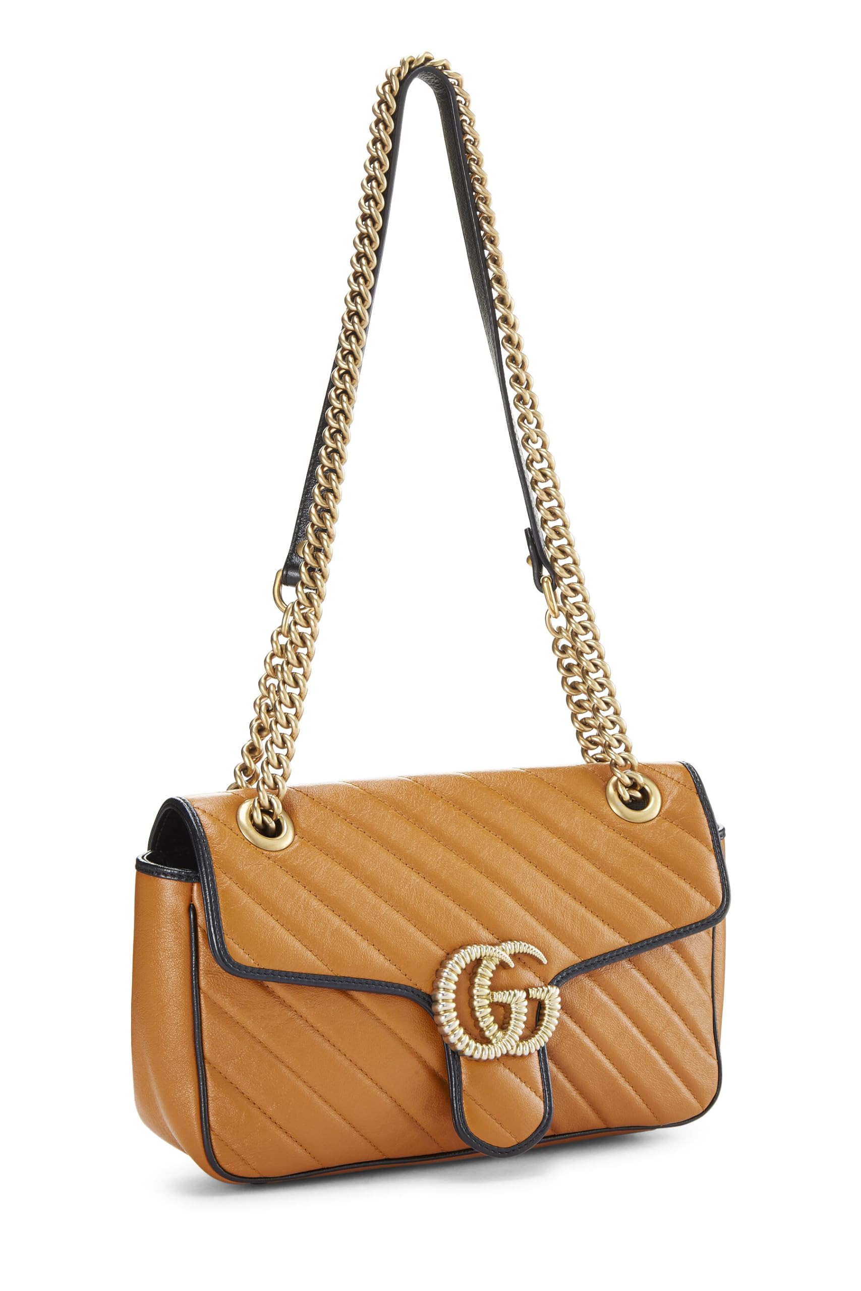 Gucci,  Orange Leather Torchon Marmont Shoulder Bag Small, Orange