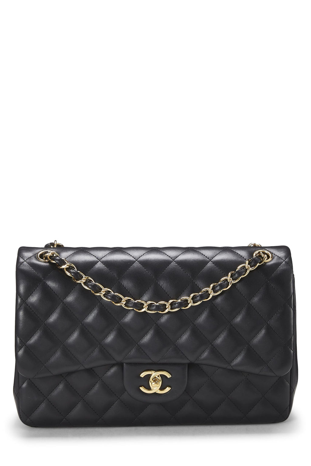 Chanel,  Black Quilted Lambskin New Classic Double Flap Jumbo, Black