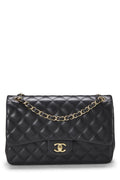 Chanel,  Black Quilted Lambskin New Classic Double Flap Jumbo, Black