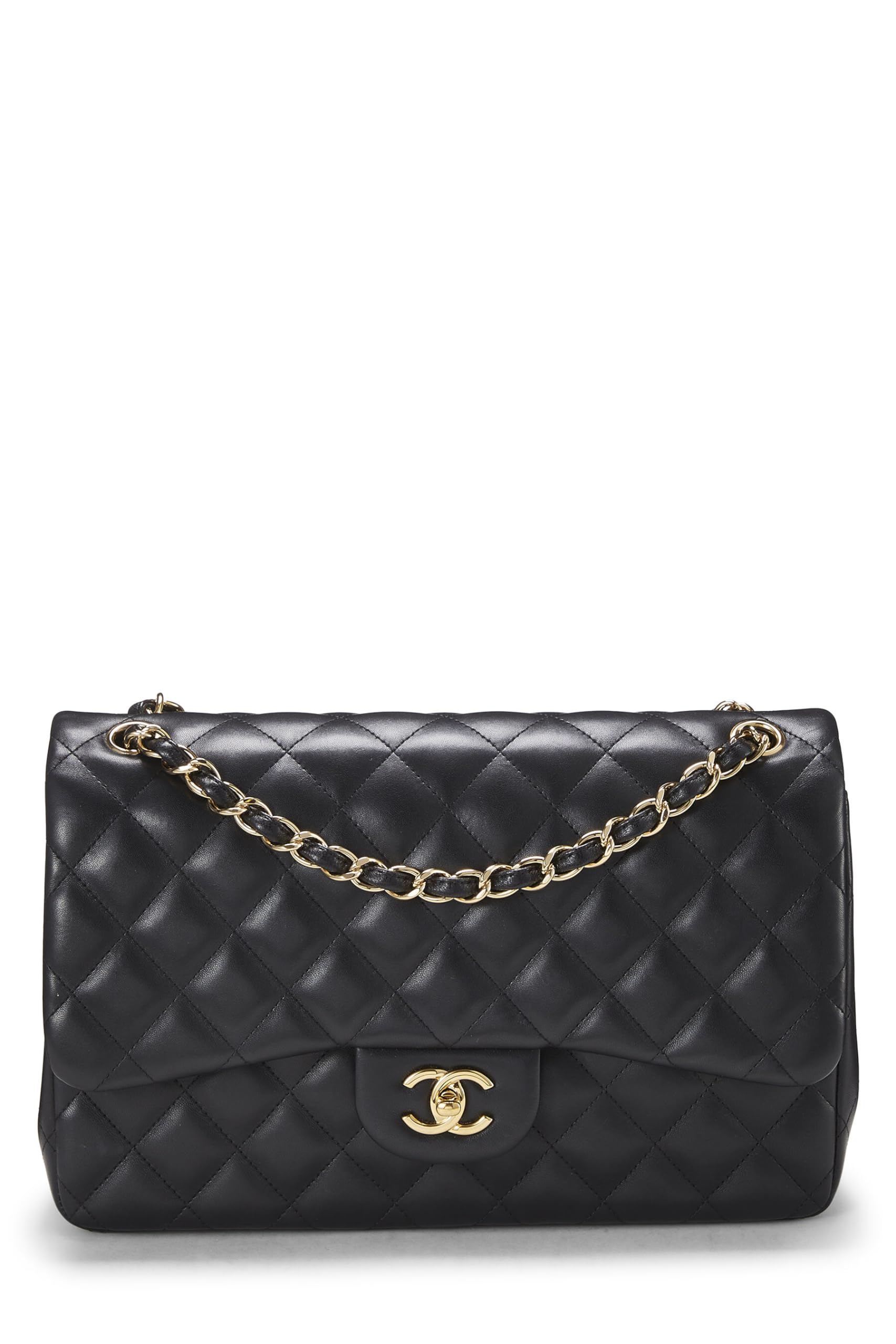 Chanel,  Black Quilted Lambskin New Classic Double Flap Jumbo, Black