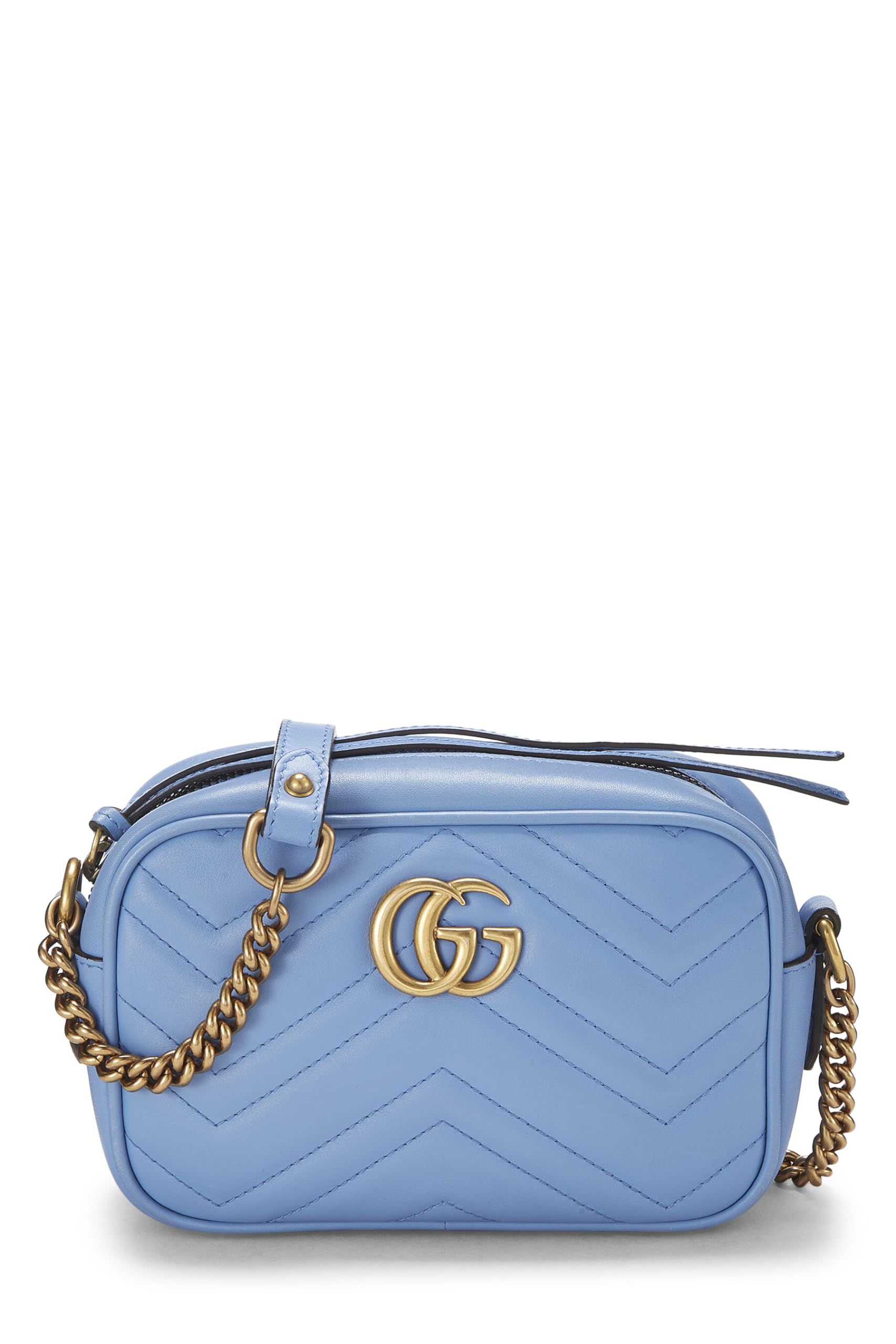 Gucci,  Blue Leather Gucci Marmont Crossbody Mini, Blue