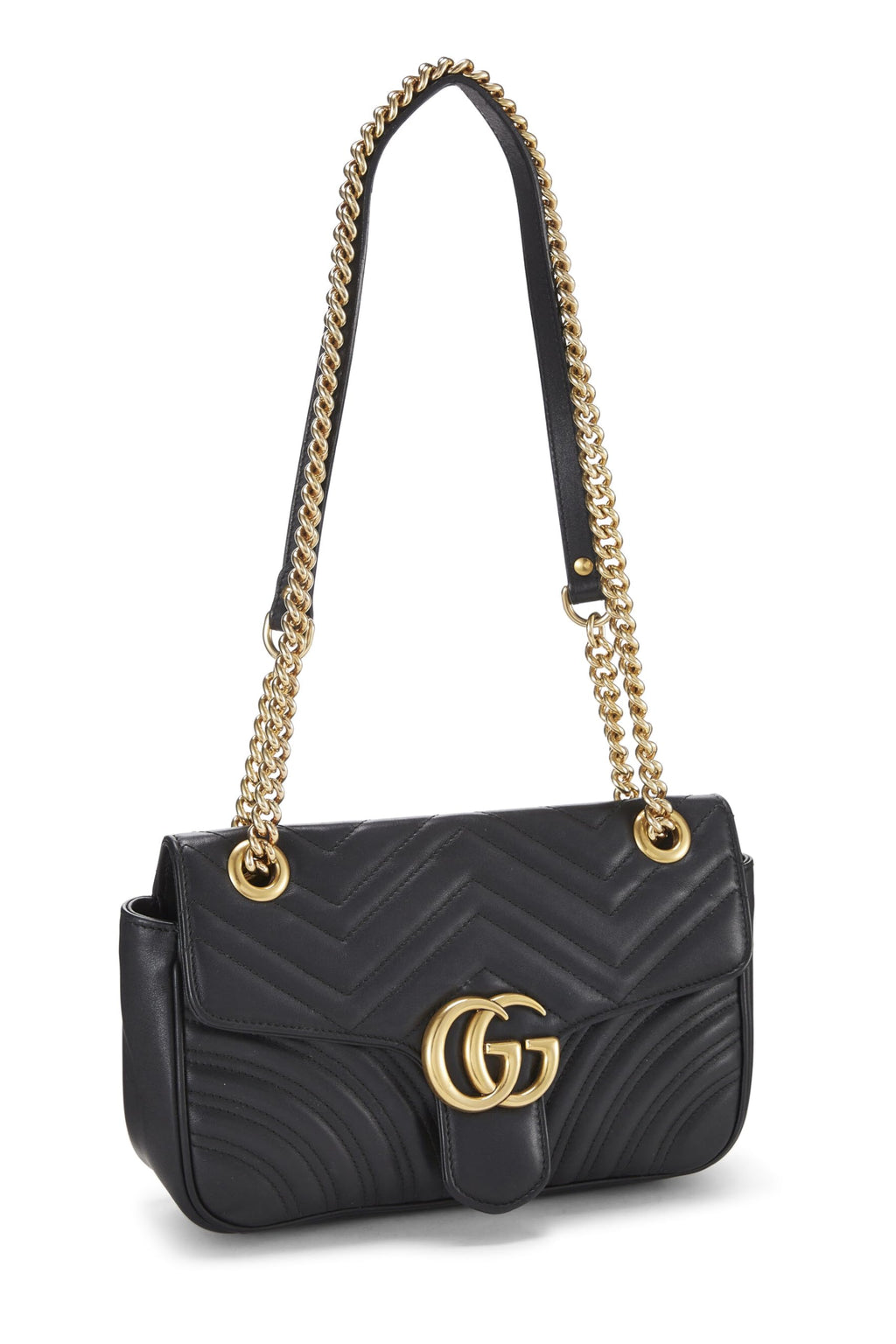 Gucci,  Black MatelassÃƒÆ’Ã‚Â© Leather Marmont Shoulder Bag Mini, Black