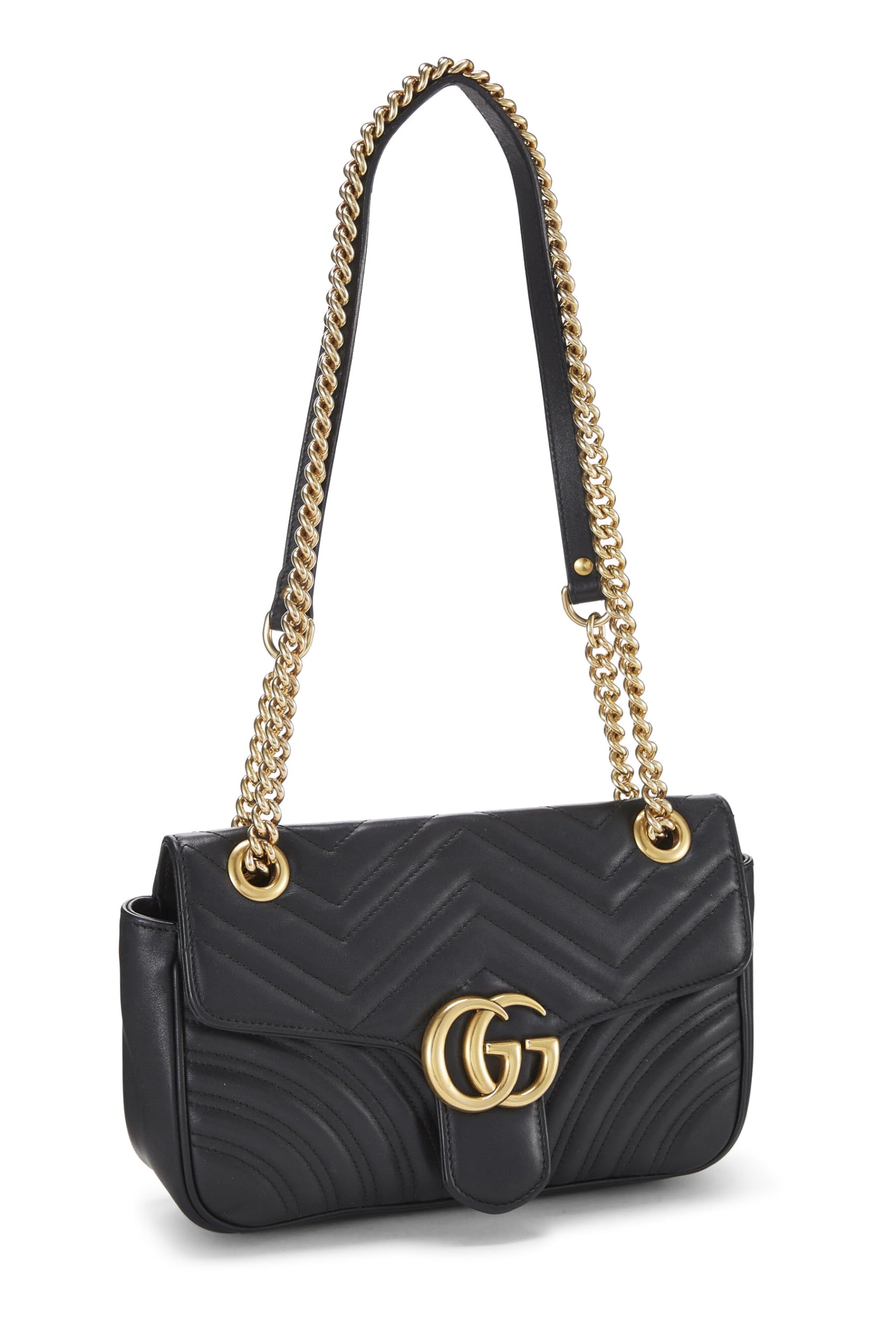 Gucci,  Black MatelassÃƒÆ’Ã‚Â© Leather Marmont Shoulder Bag Mini, Black
