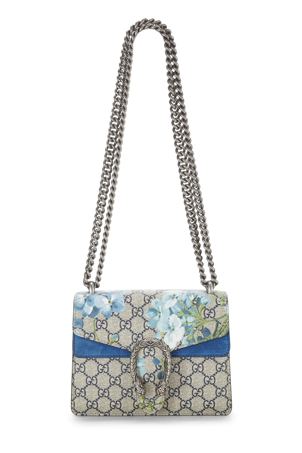 Gucci,  Blue GG Blooms Supreme Canvas Dionysus Shoulder Bag Mini, Blue