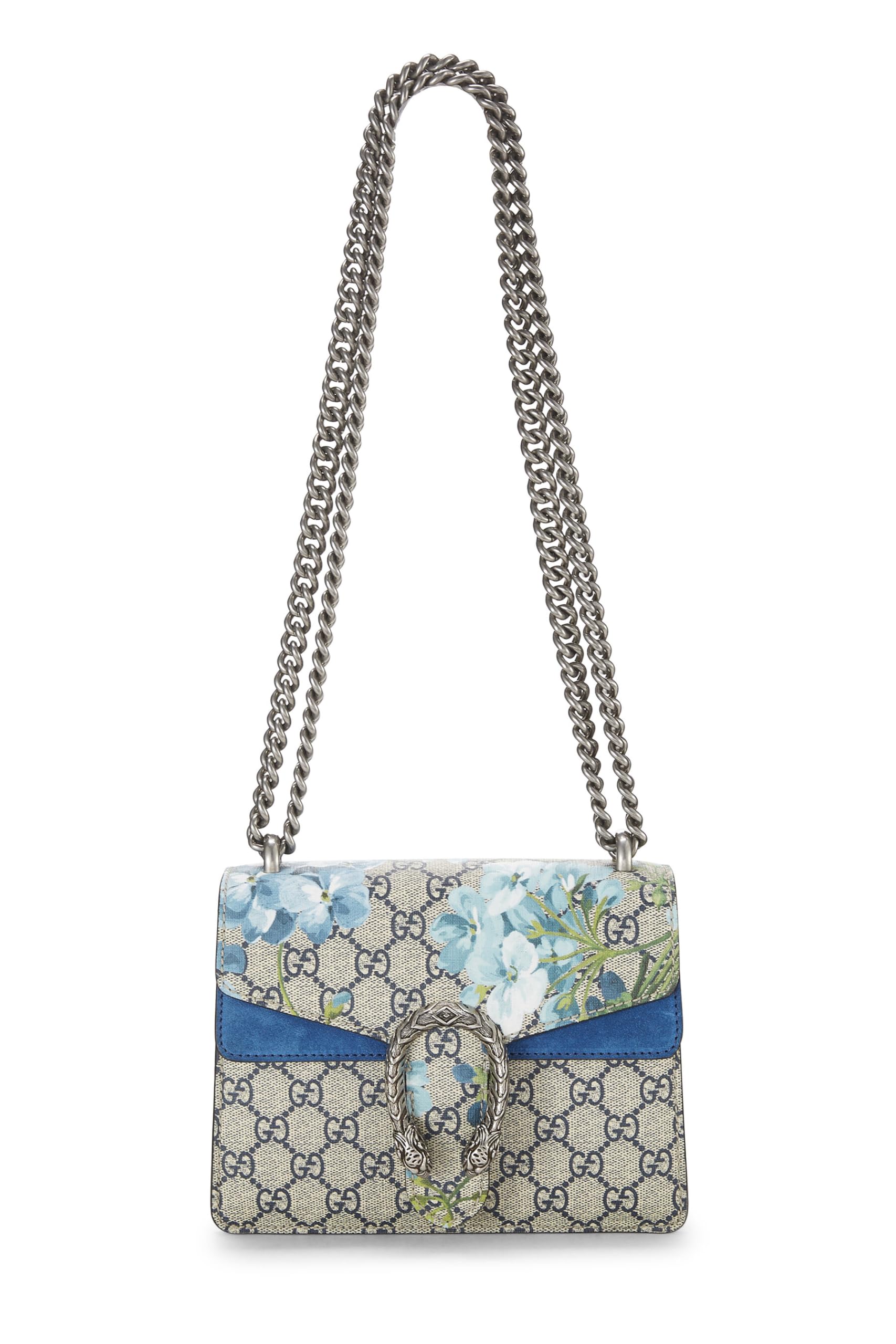 Gucci,  Blue GG Blooms Supreme Canvas Dionysus Shoulder Bag Mini, Blue