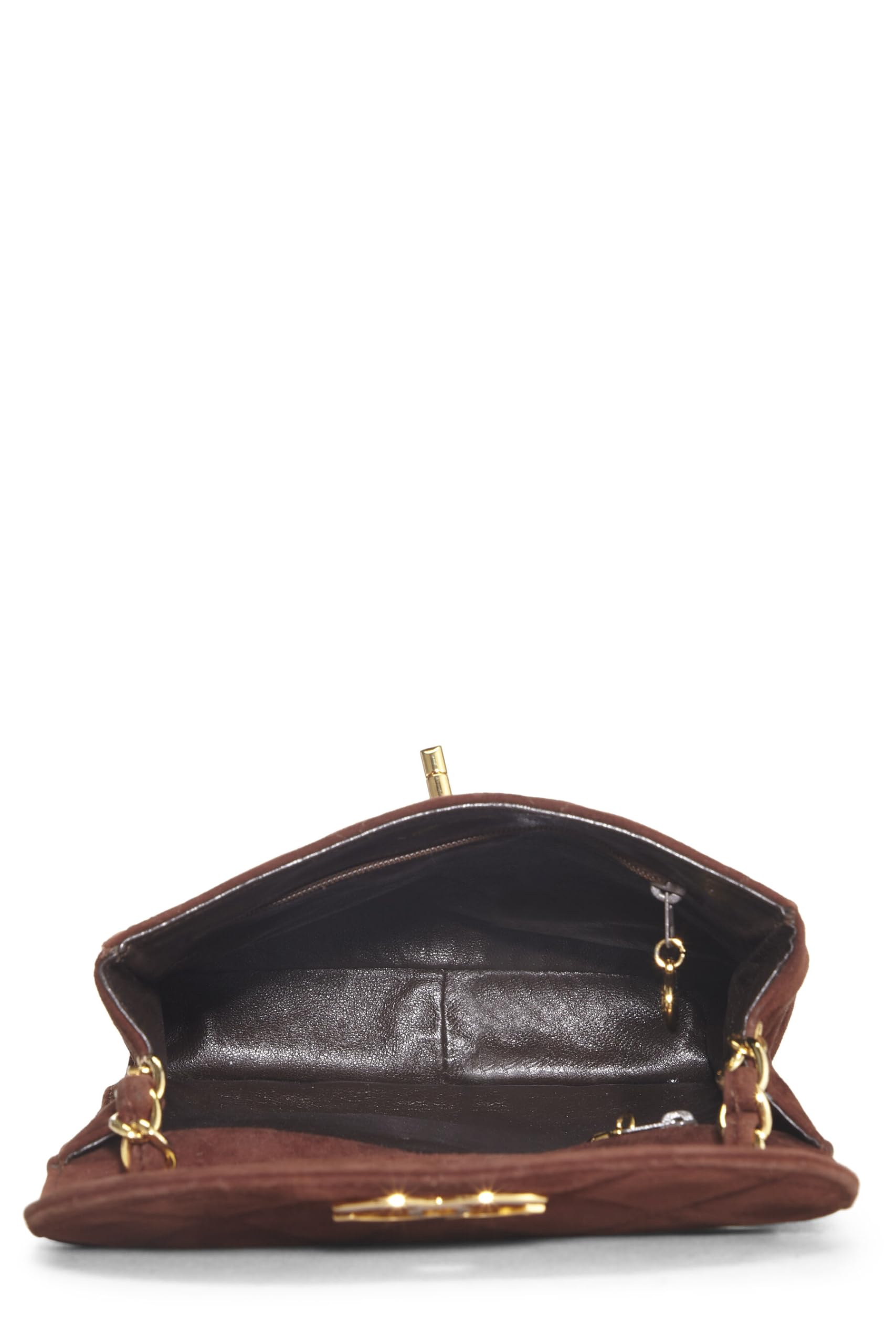 Chanel,  Brown Suede Crossbody, Brown