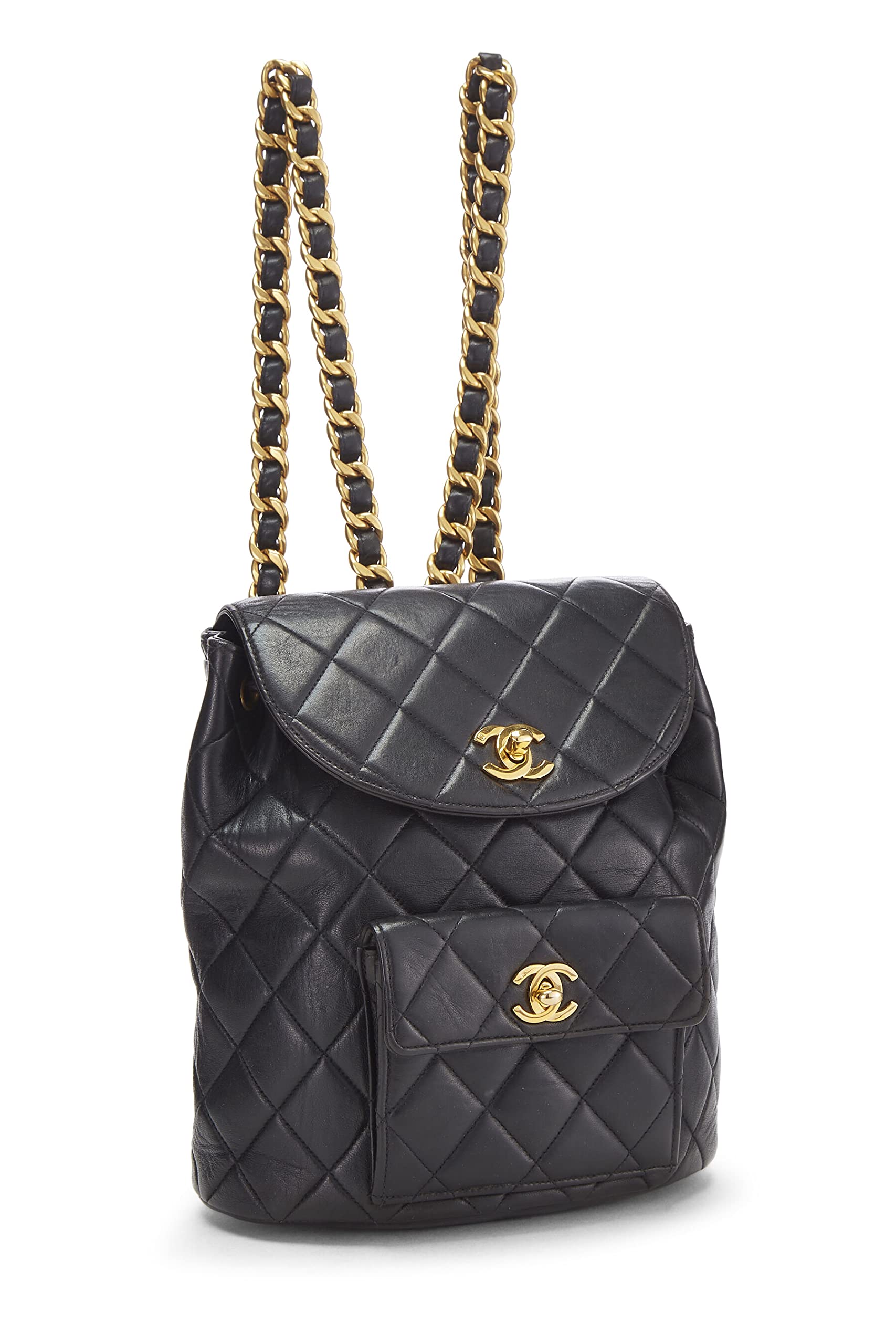Chanel,  Black Quilted Lambskin 'CC' Classic Backpack Small, Black