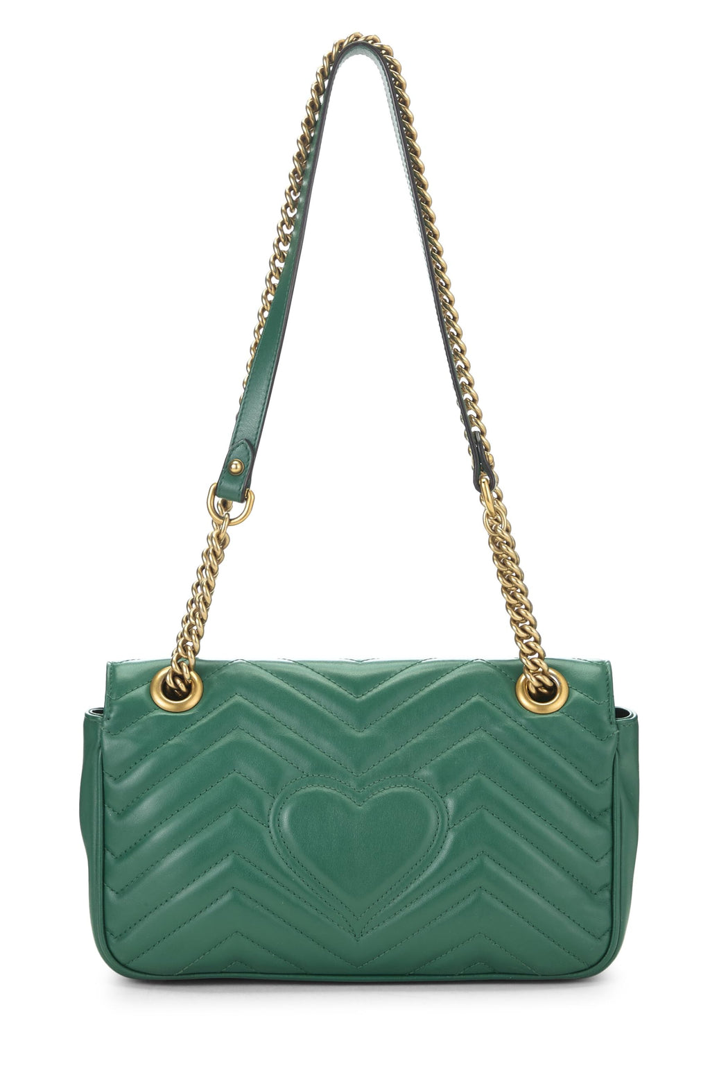 Gucci,  Green Leather GG Marmont Shoulder Bag Small, Green