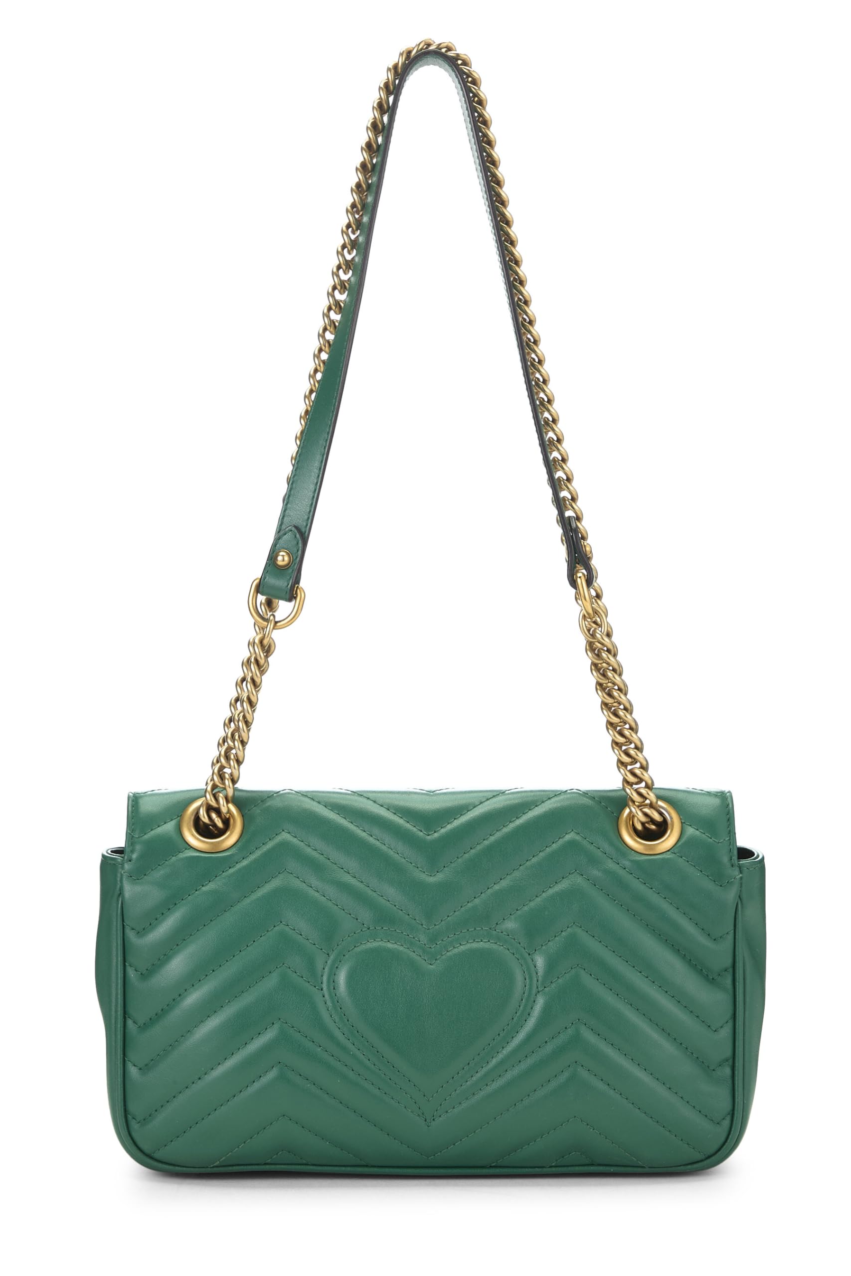 Gucci,  Green Leather GG Marmont Shoulder Bag Small, Green