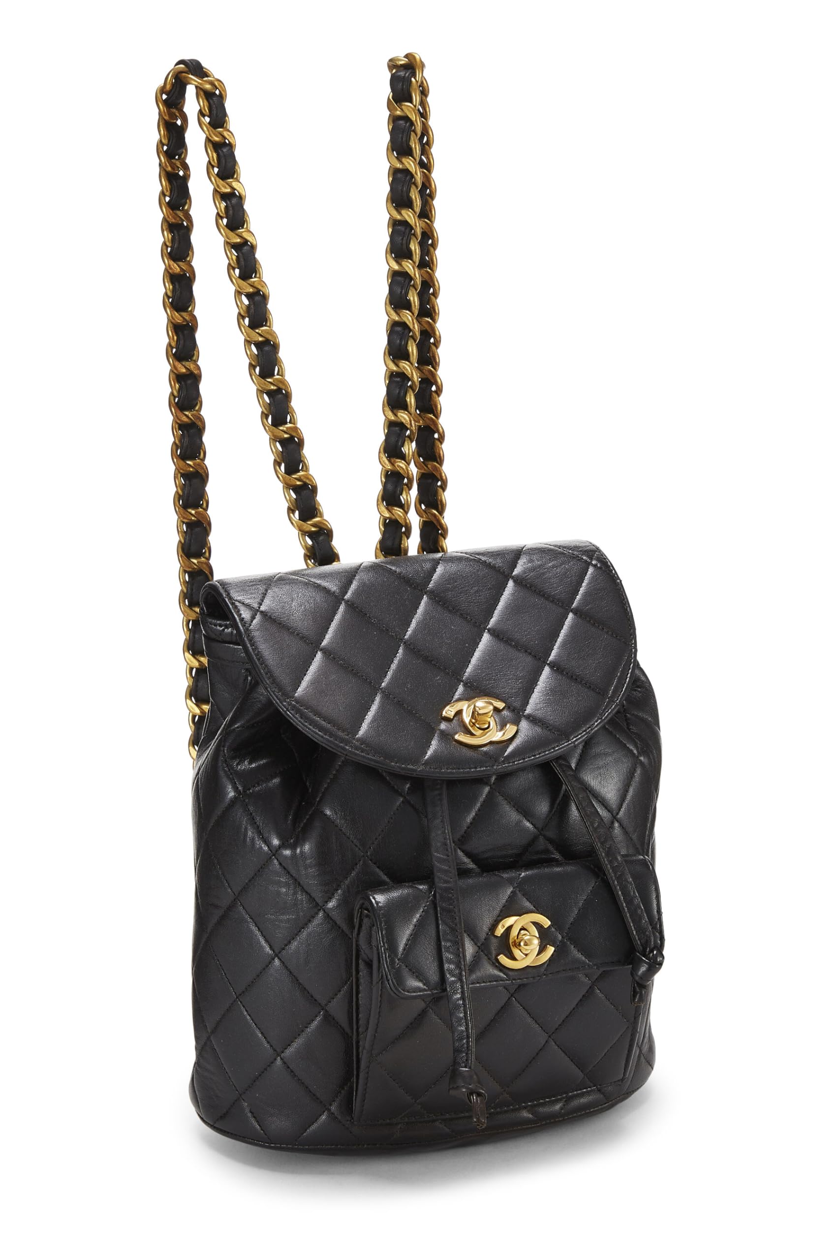 Chanel,  Black Quilted Lambskin 'CC' Classic Backpack Medium, Black