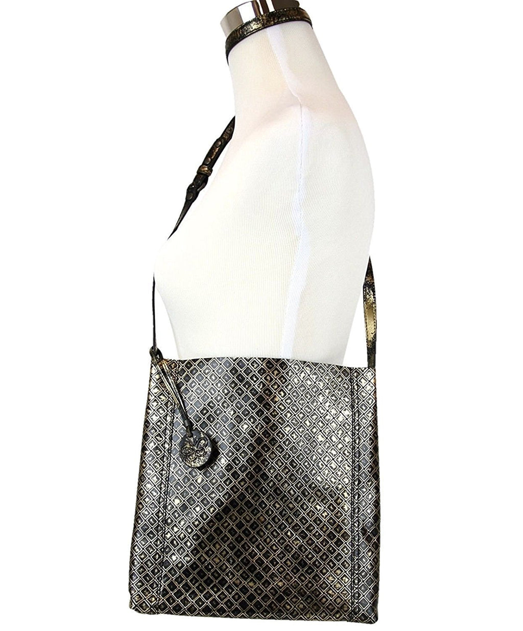Bottega Veneta Women's Gold / Black Leather Medium Intrecciomirage Messenger Bag 298785 8414