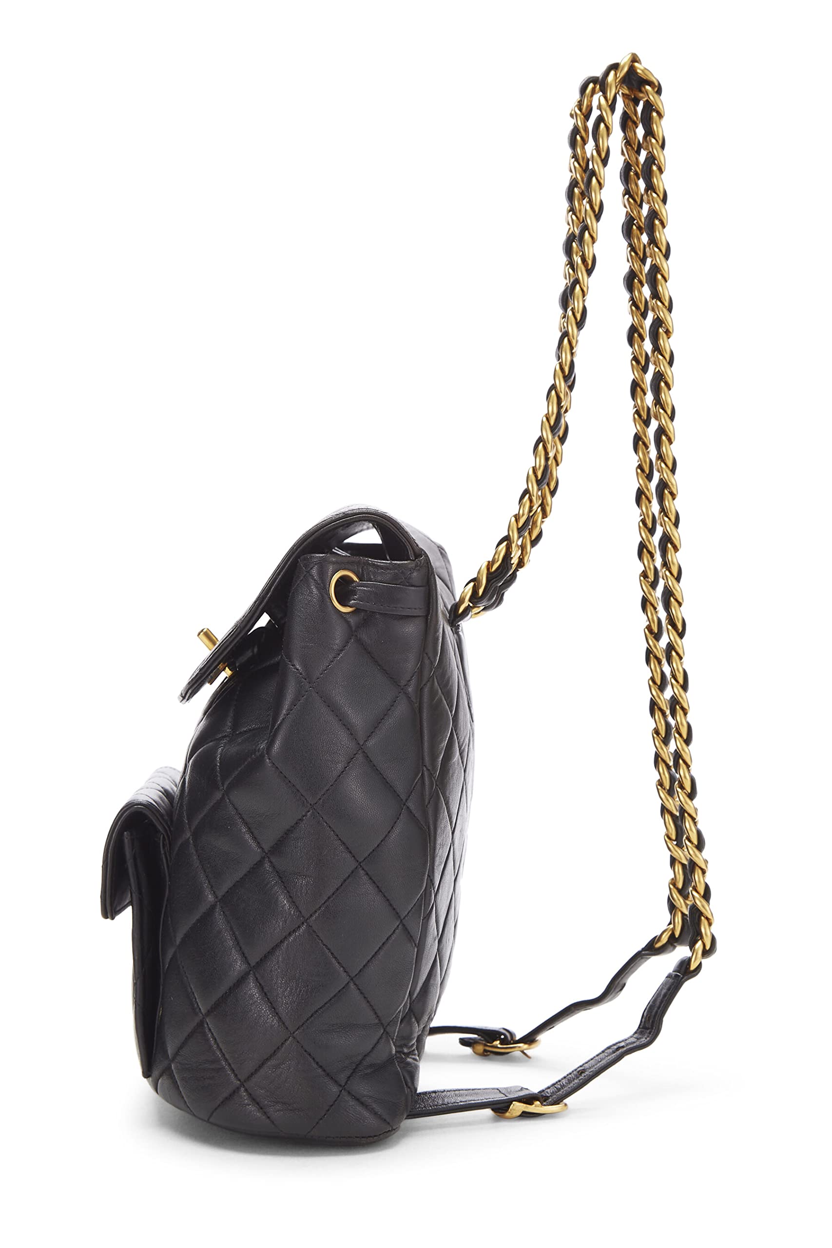Chanel,  Black Quilted Lambskin 'CC' Classic Backpack Small, Black