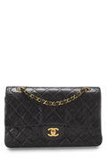 Chanel,  Black Quilted Lambskin Classic Double Flap Medium, Black